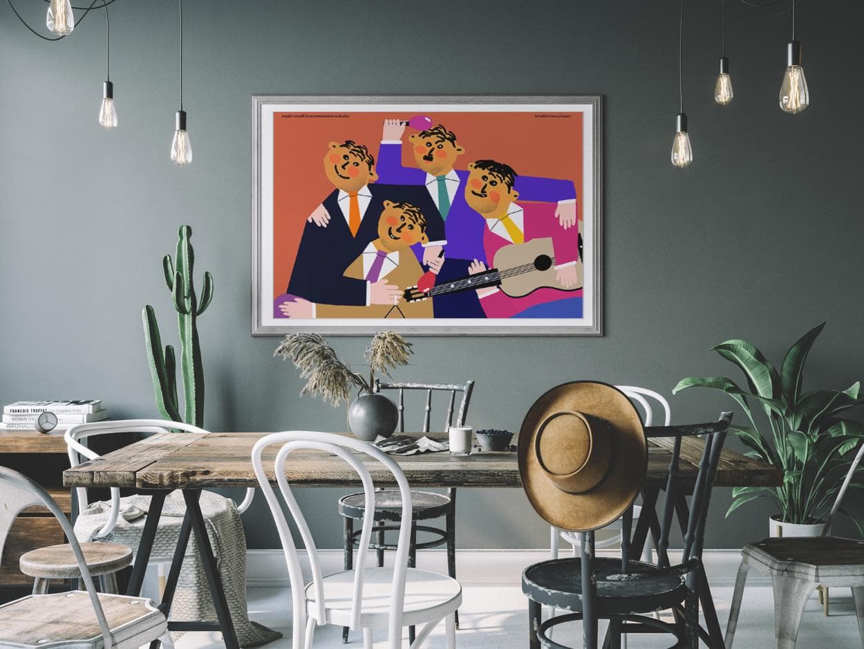 Plakat Wrażliwi muzykanci, męski zespół instrumentalno-wokalny, 50x70 cm, aut. J. Zasada, Jakub Zasada - 68070