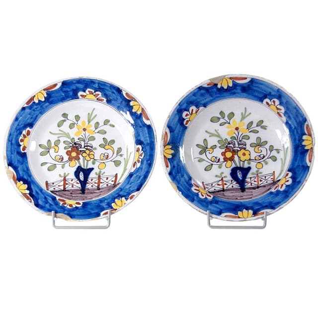 Niebieskie talerze fajansowe, Delft, Holandia, XVIII w. - WYMIARY