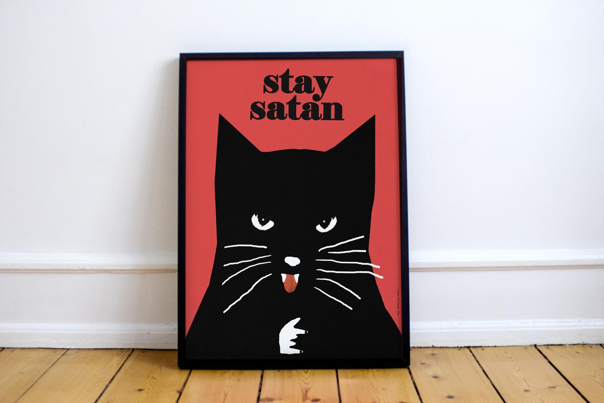 Plakat Stay satan, czarny kot, 30x40 cm, aut. J. Zasada, Jakub Zasada - 68310