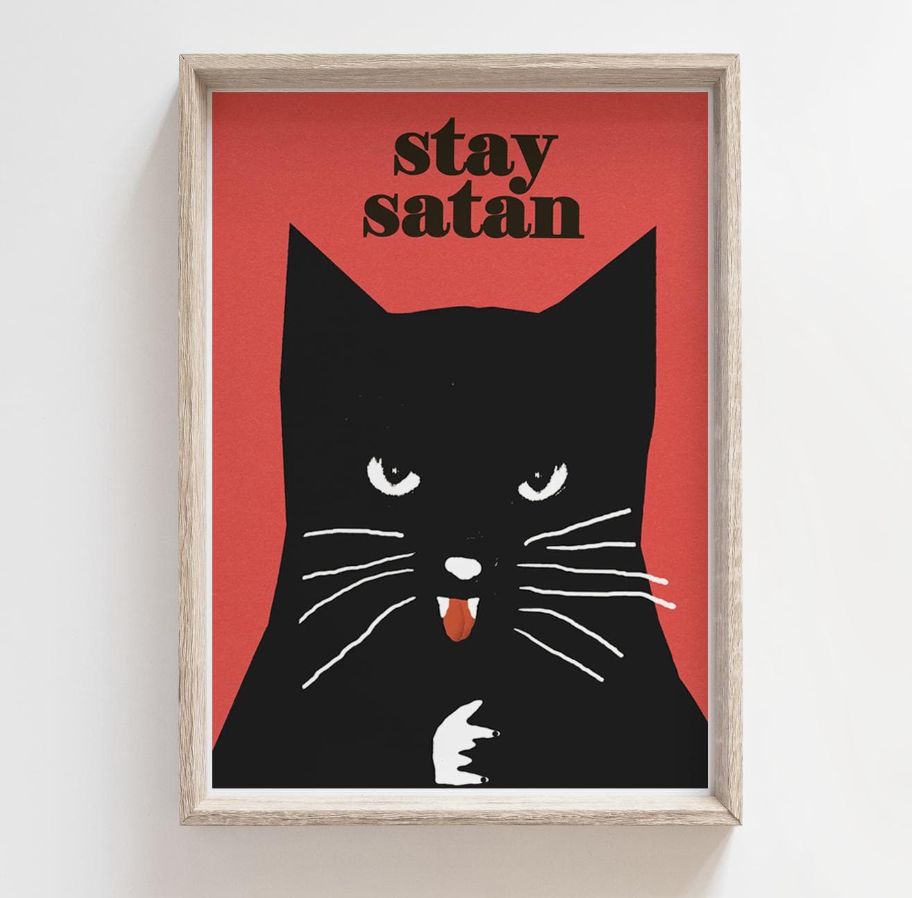 Plakat Stay satan, czarny kot, 30x40 cm, aut. J. Zasada, Jakub Zasada - 68309