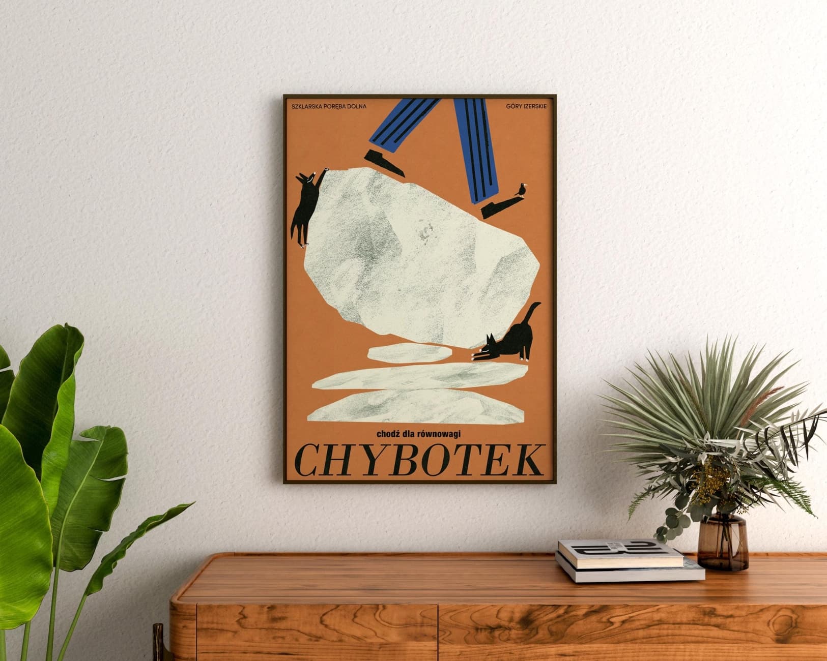 Plakat CHYBOTEK, chodź dla równowagi, plakat turystyczny, Góry Izerskie, Dolny Śląsk, 50x70 cm, aut. J. Zasada, Jakub Zasada - 68291