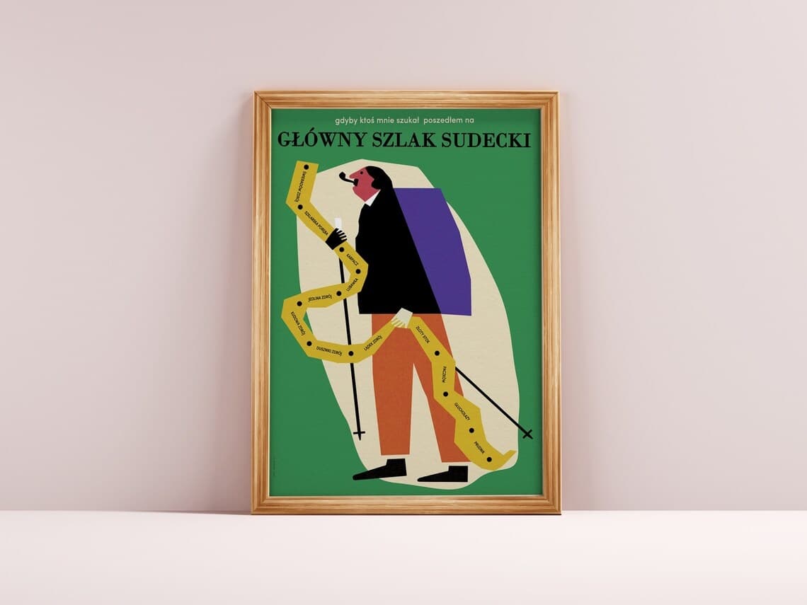 Plakat Gdyby ktoś mnie szukał, to poszedłem na Główny Szlak Sudecki, plakat turystyczny, Dolny Śląsk, 50x70 cm, aut. J. Zasada, Jakub Zasada - 68268