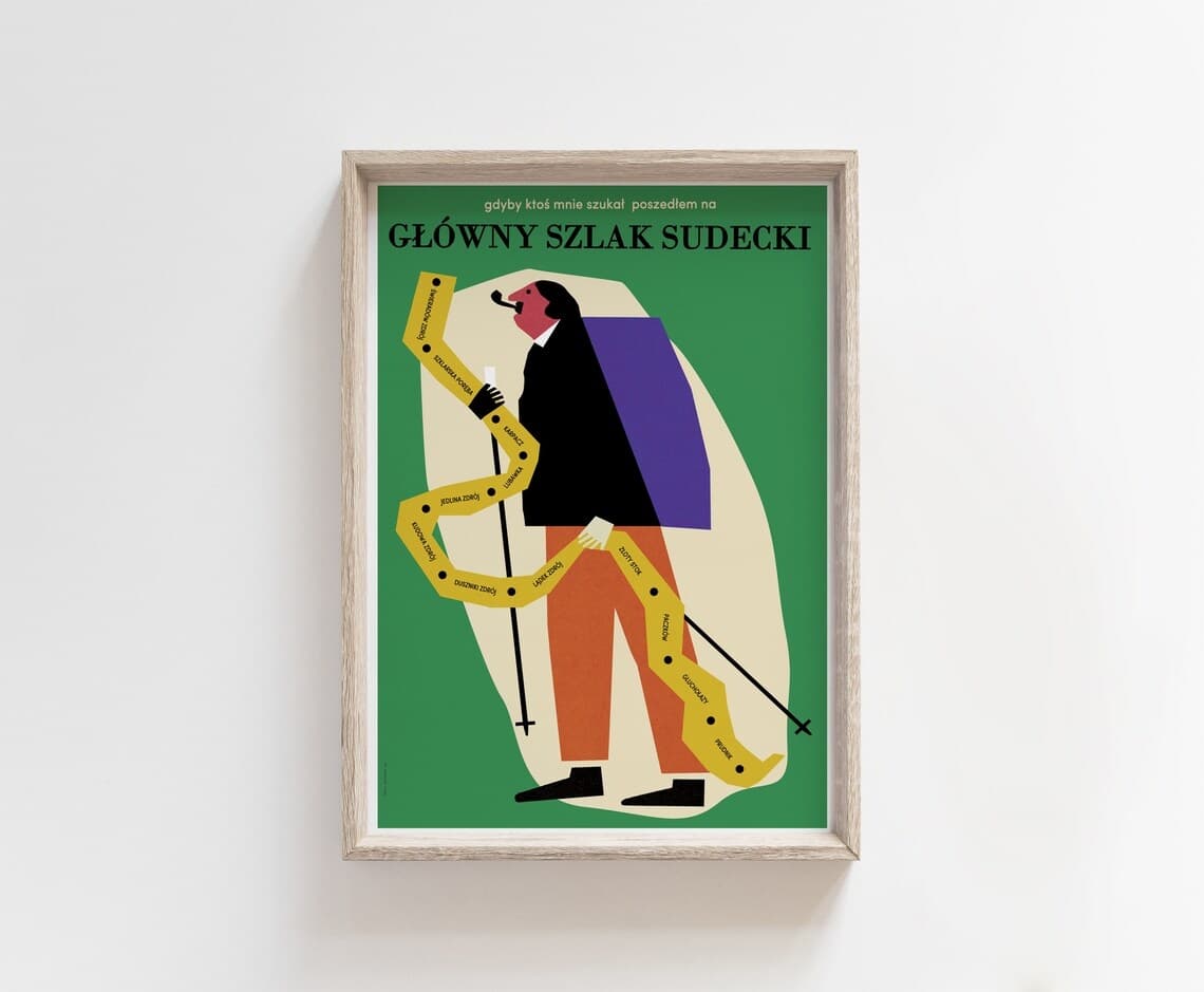 Plakat Gdyby ktoś mnie szukał, to poszedłem na Główny Szlak Sudecki, plakat turystyczny, Dolny Śląsk, 50x70 cm, aut. J. Zasada, Jakub Zasada - 68266