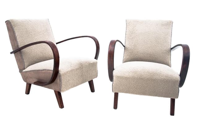 Beige Art Deco Armchairs, by J. Halabala, Czechoslovakia, 1930s - DIMENSION
