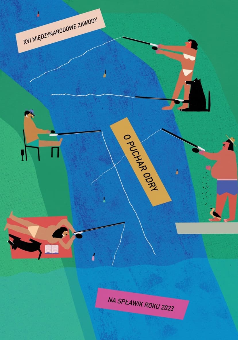 Plakat XVI Międzynarodowe zawody o puchar Odry, Spławik roku 2023, 50x70 cm, aut. J. Zasada, Jakub Zasada