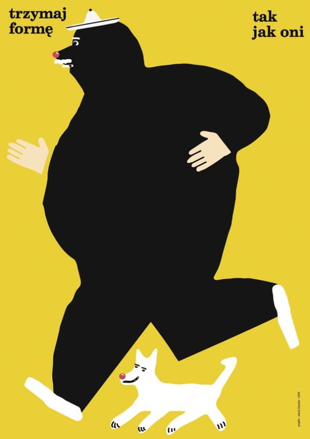 Plakat Trzymaj formę, tak jak oni, kundel, maratończyk, 50x70 cm, aut. J. Zasada, Jakub Zasada - WYMIARY