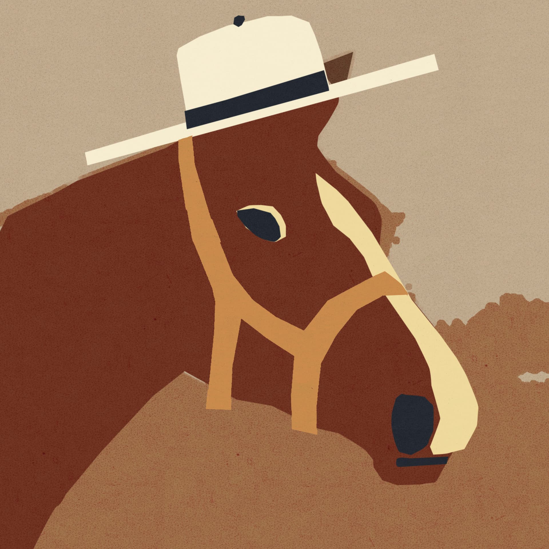 Plakat Koń w kapeluszu, prawie jak Kossak, 30x30 cm, aut. J. Zasada, Jakub Zasada