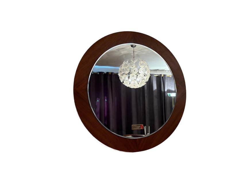 Wall mirror, Scandinavian style, dark brown walnut, Germany, 1960s.