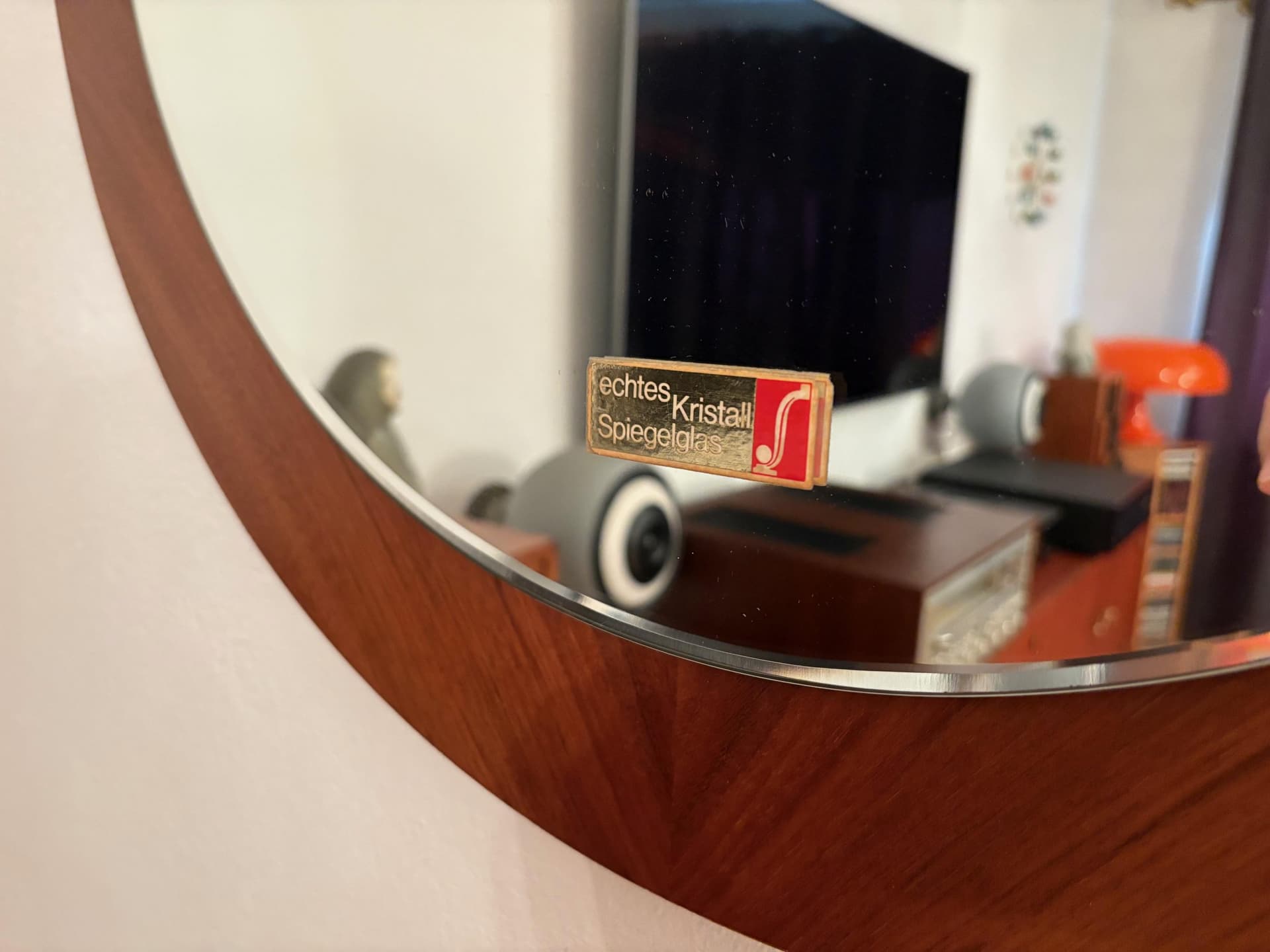 Wall mirror, Scandinavian style, dark brown walnut, Germany, 1960s. - 79504