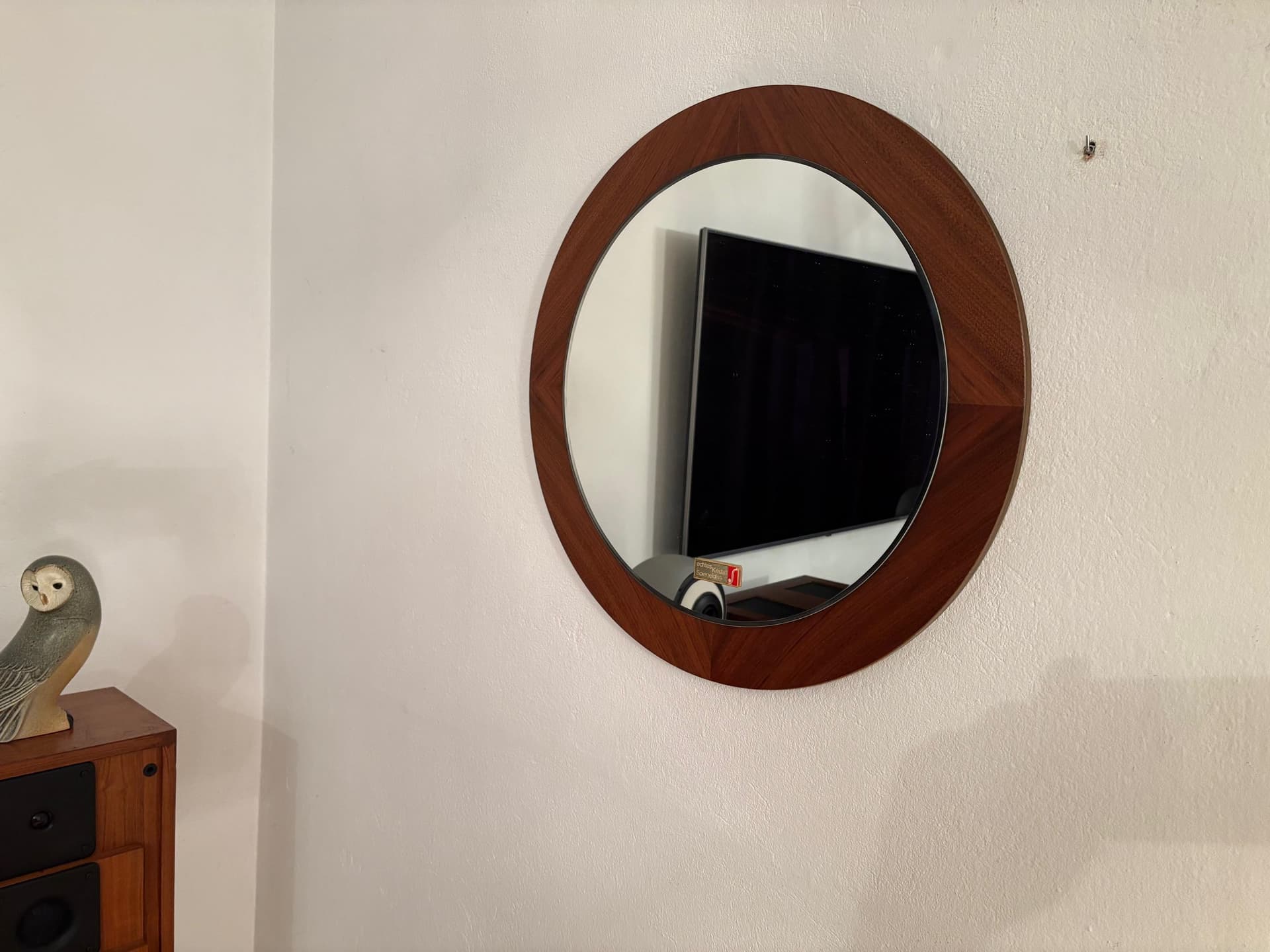Wall mirror, Scandinavian style, dark brown walnut, Germany, 1960s. - 79505