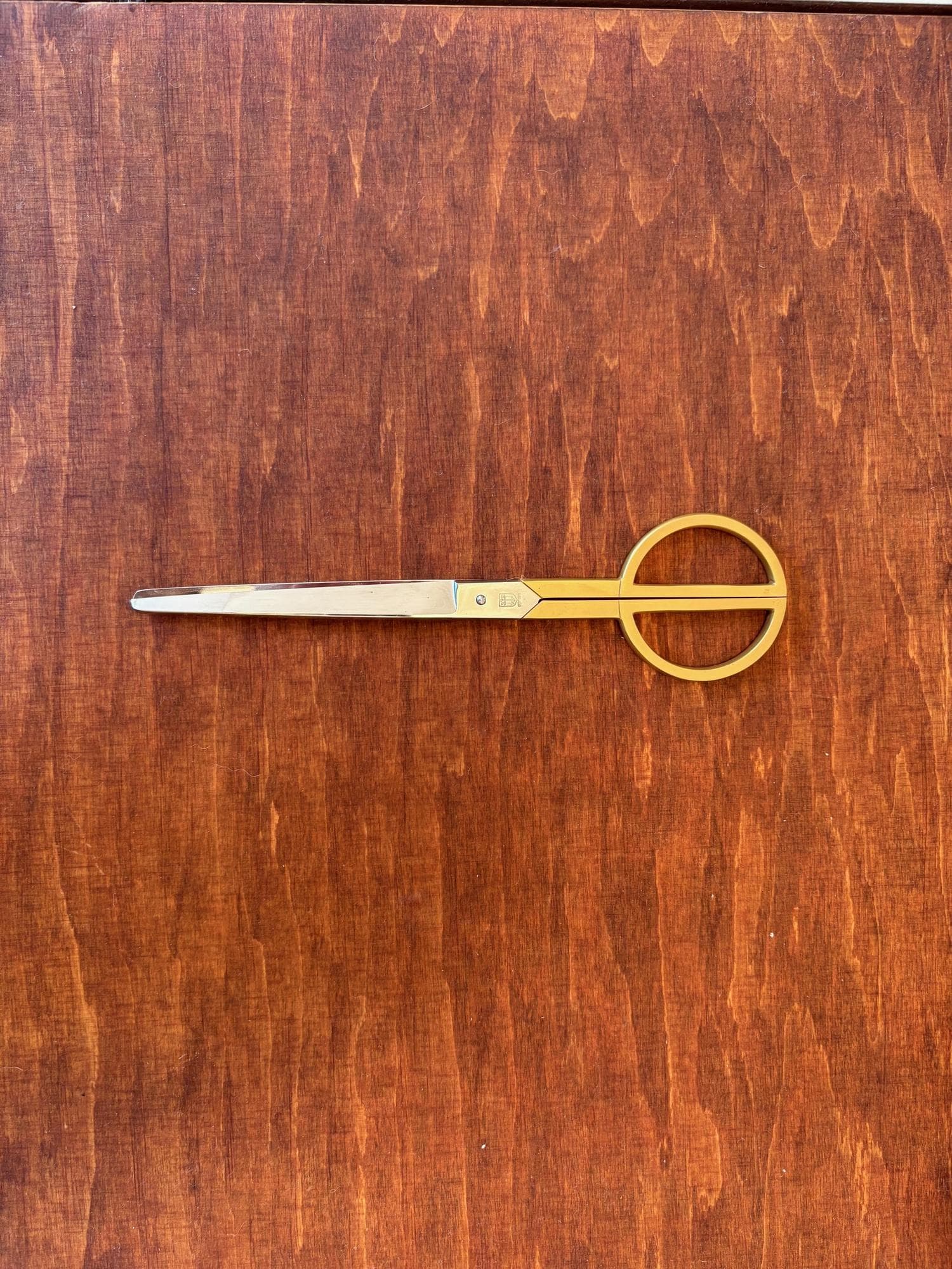 Office scissors, golden metal, Germany, 1960s. - 79497