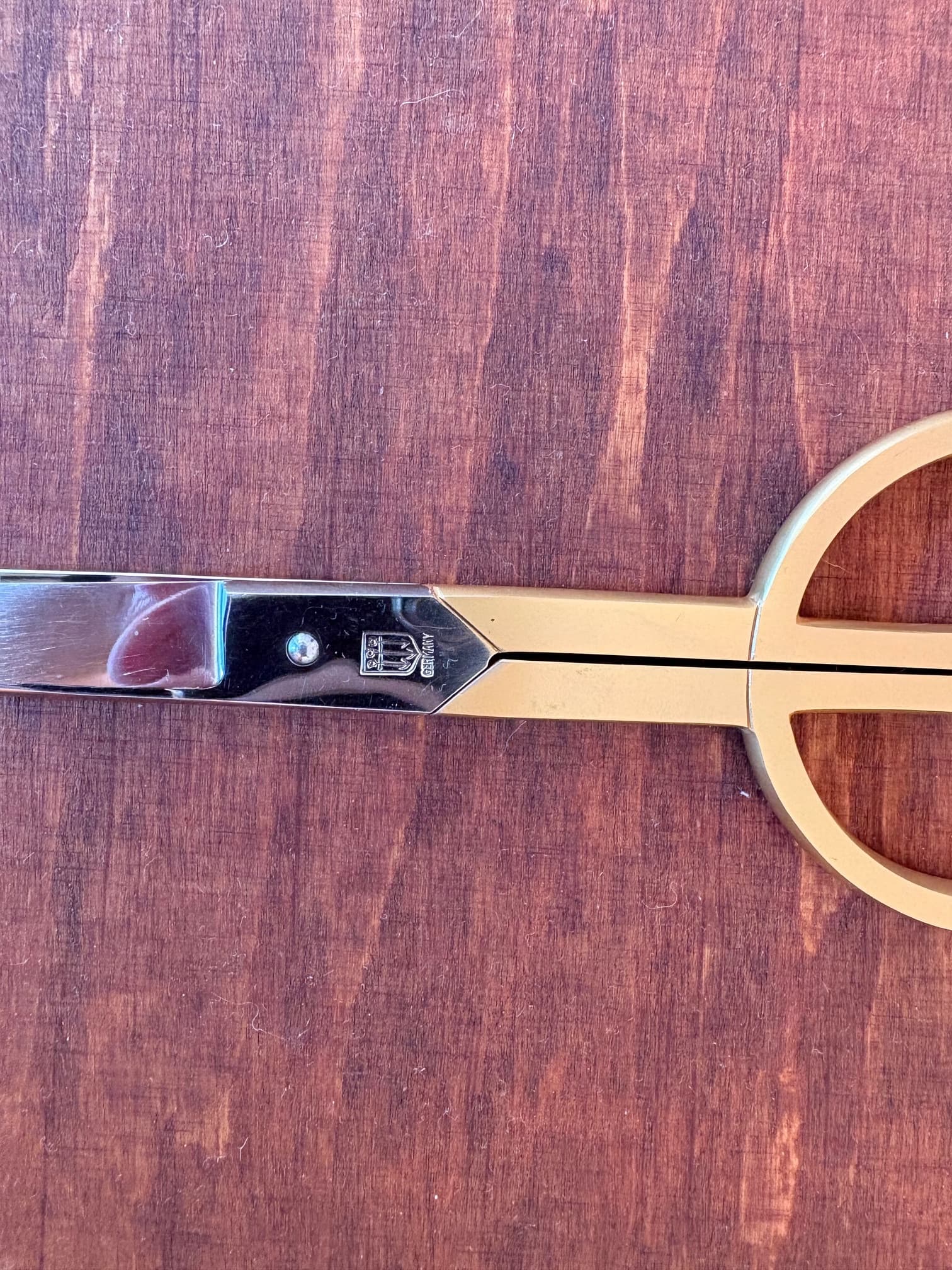 Office scissors, golden metal, Germany, 1960s. - 68501