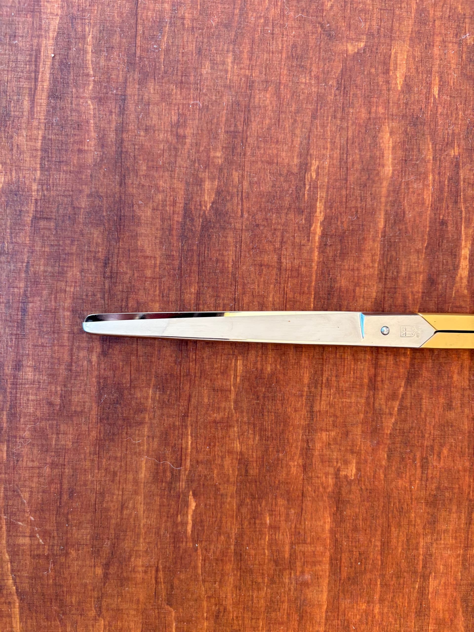 Office scissors, golden metal, Germany, 1960s. - 68497