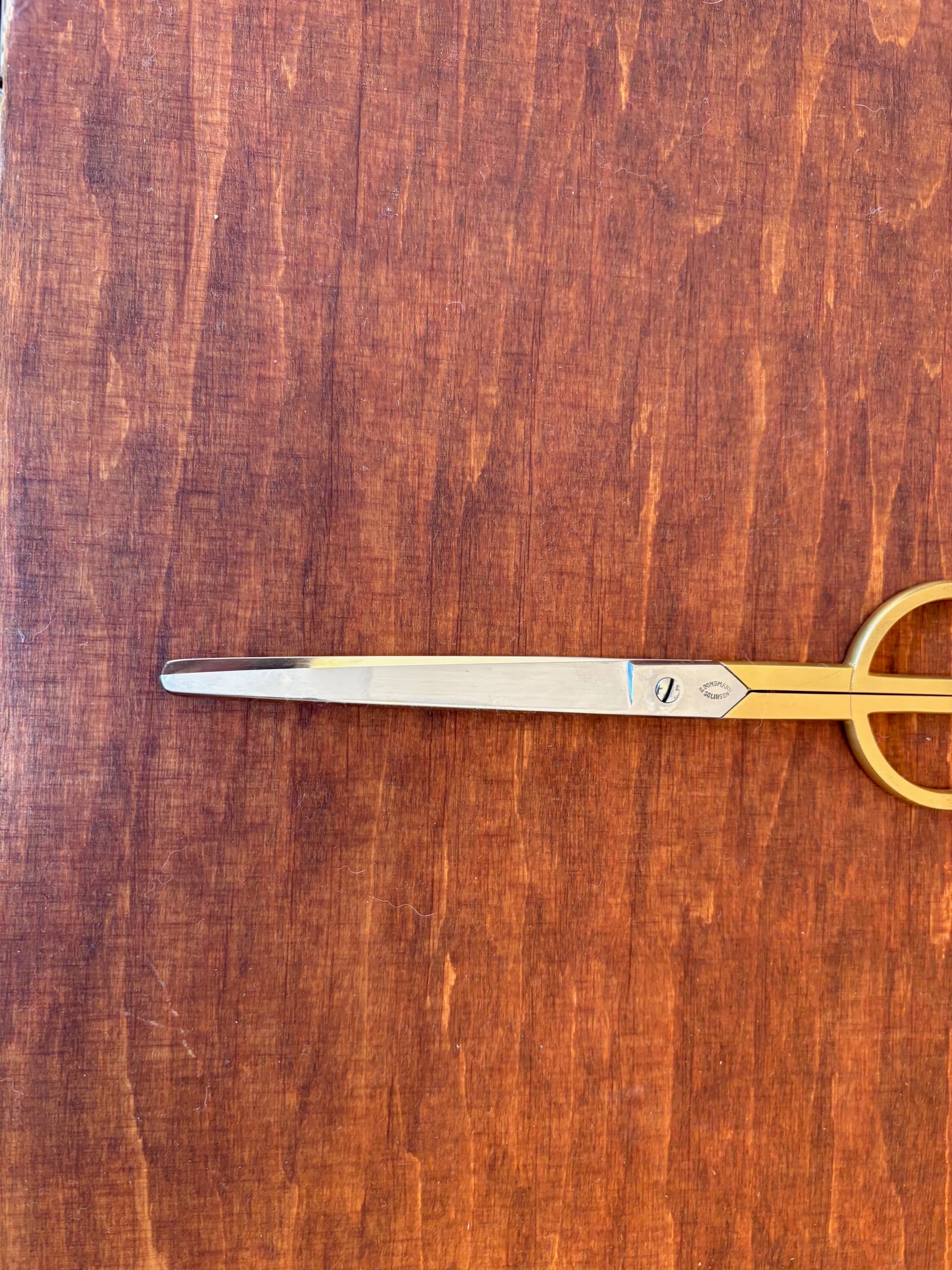 Office scissors, golden metal, Germany, 1960s. - 68502