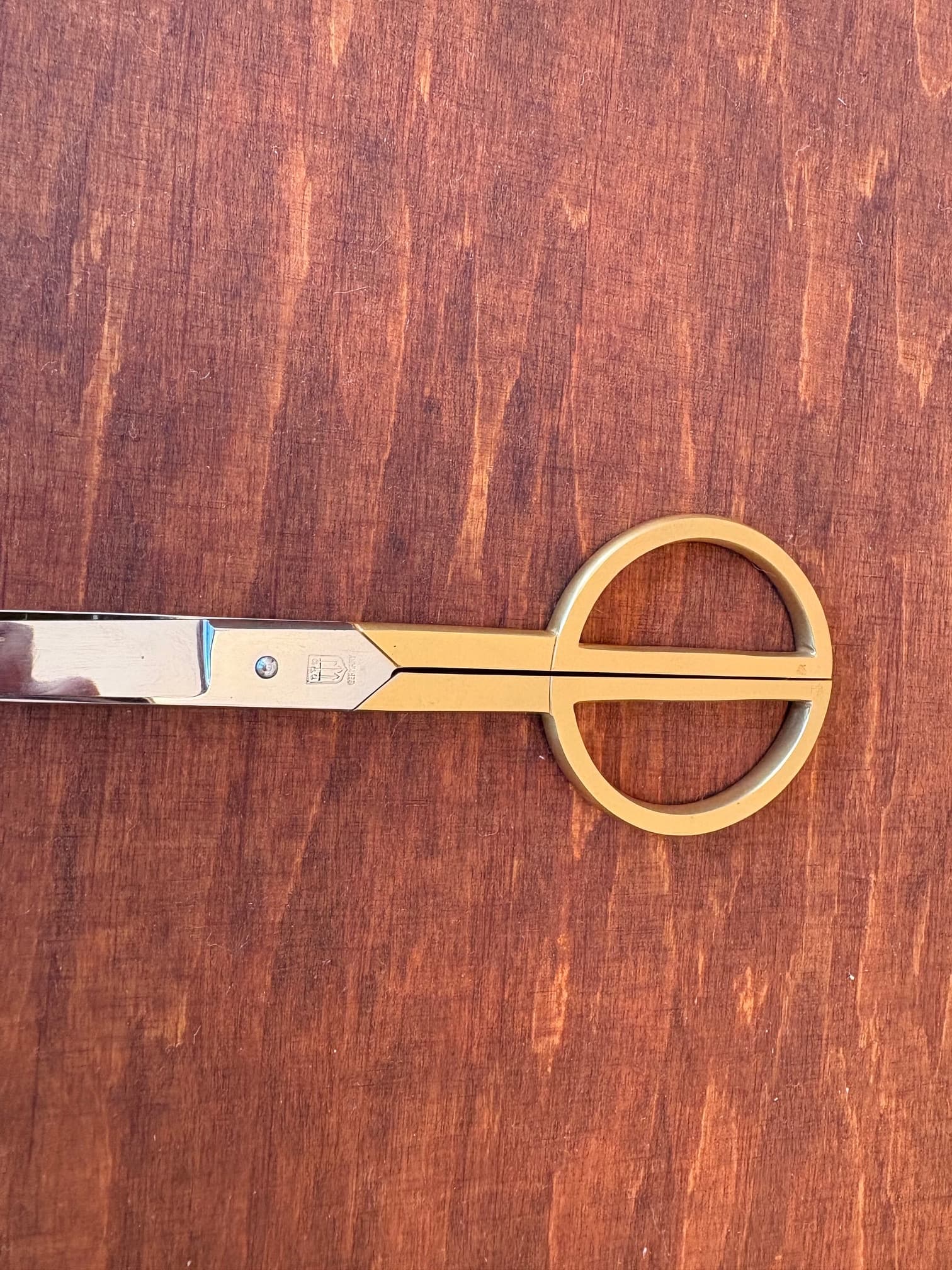 Office scissors, golden metal, Germany, 1960s. - 68498