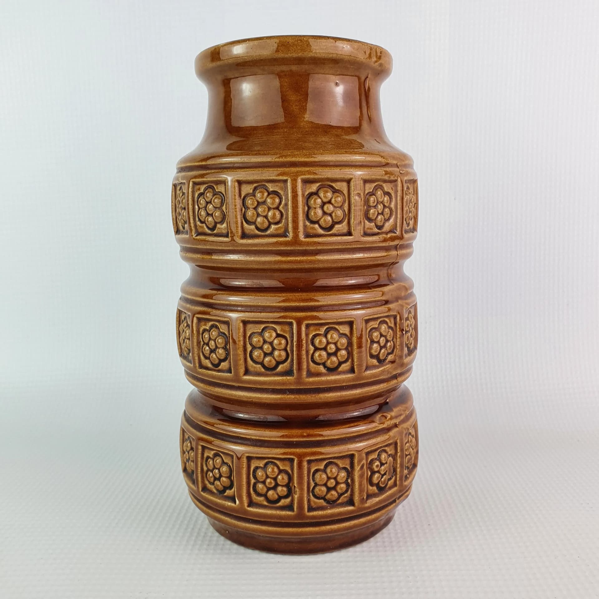 Wazon Alaska, brązowy, ceramika, Scheurich, Niemcy, lata 60. - 68584