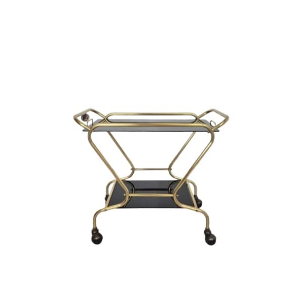 Wózek barowy Rockabilly, mosiądz czarny, Niemcy, lata 60.