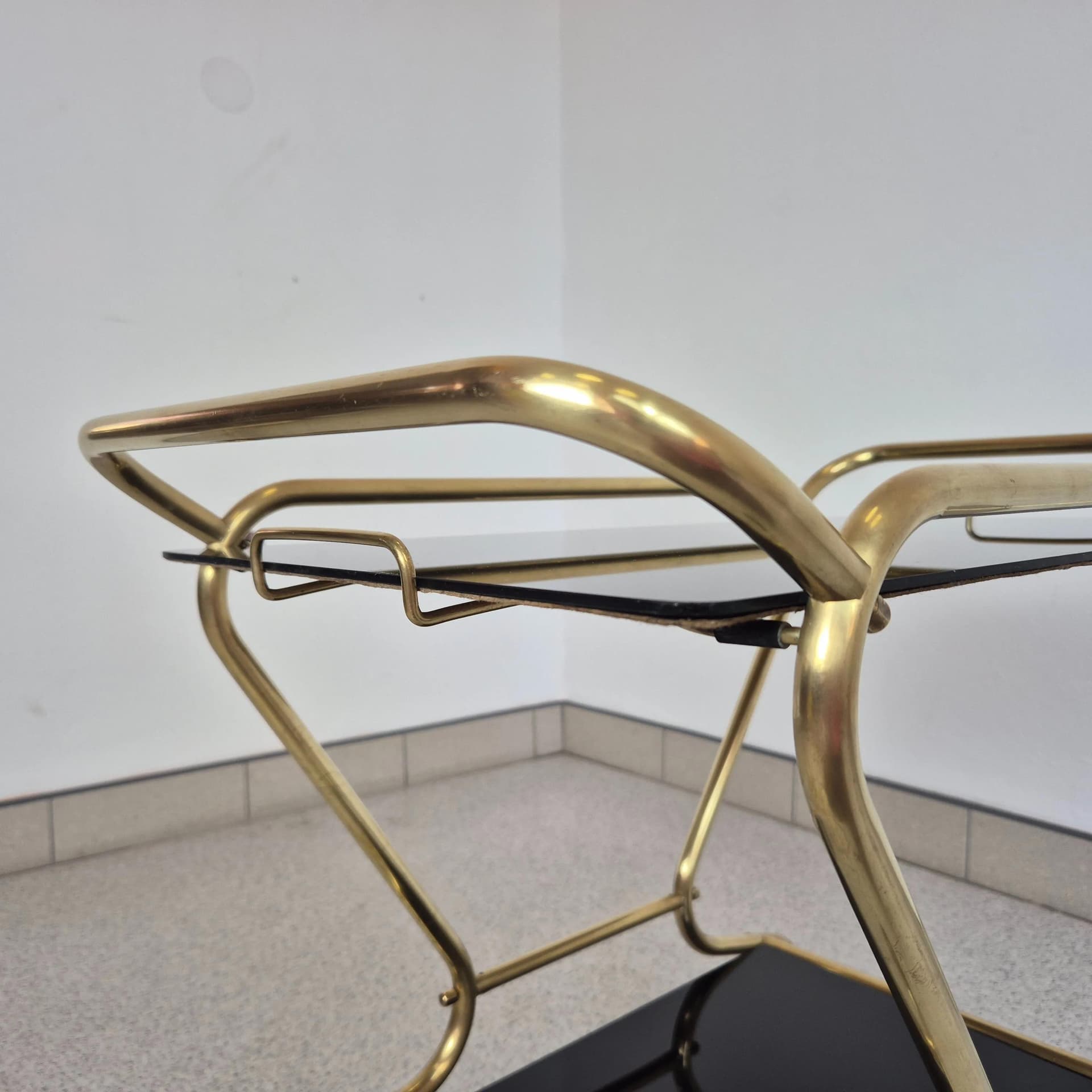 Wózek barowy Rockabilly, mosiądz czarny, Niemcy, lata 60. - 68564