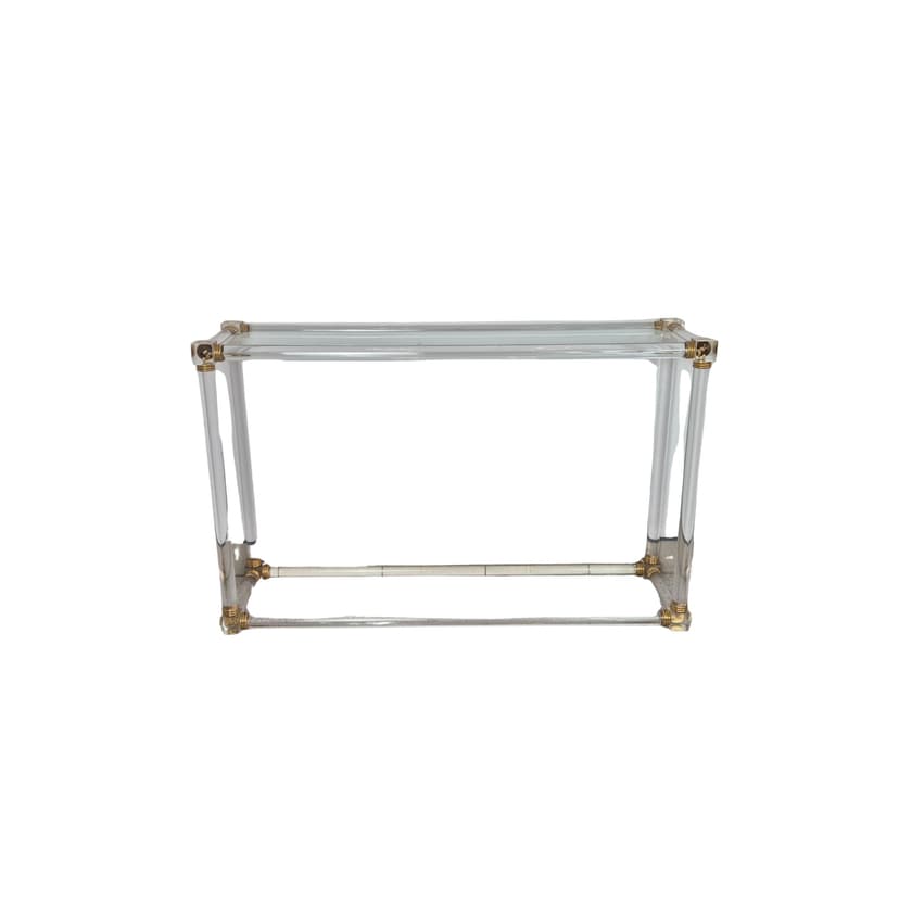 Transparentna akrylowa konsola ze szklanym blatem, Francja, lata 80.