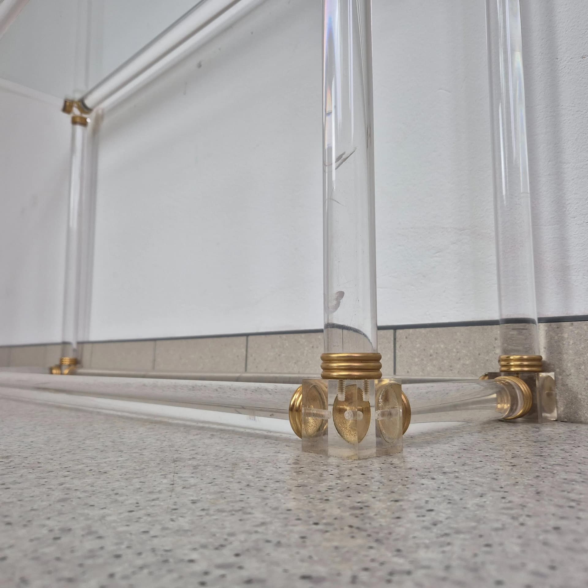 Transparentna akrylowa konsola ze szklanym blatem, Francja, lata 80. - 68740