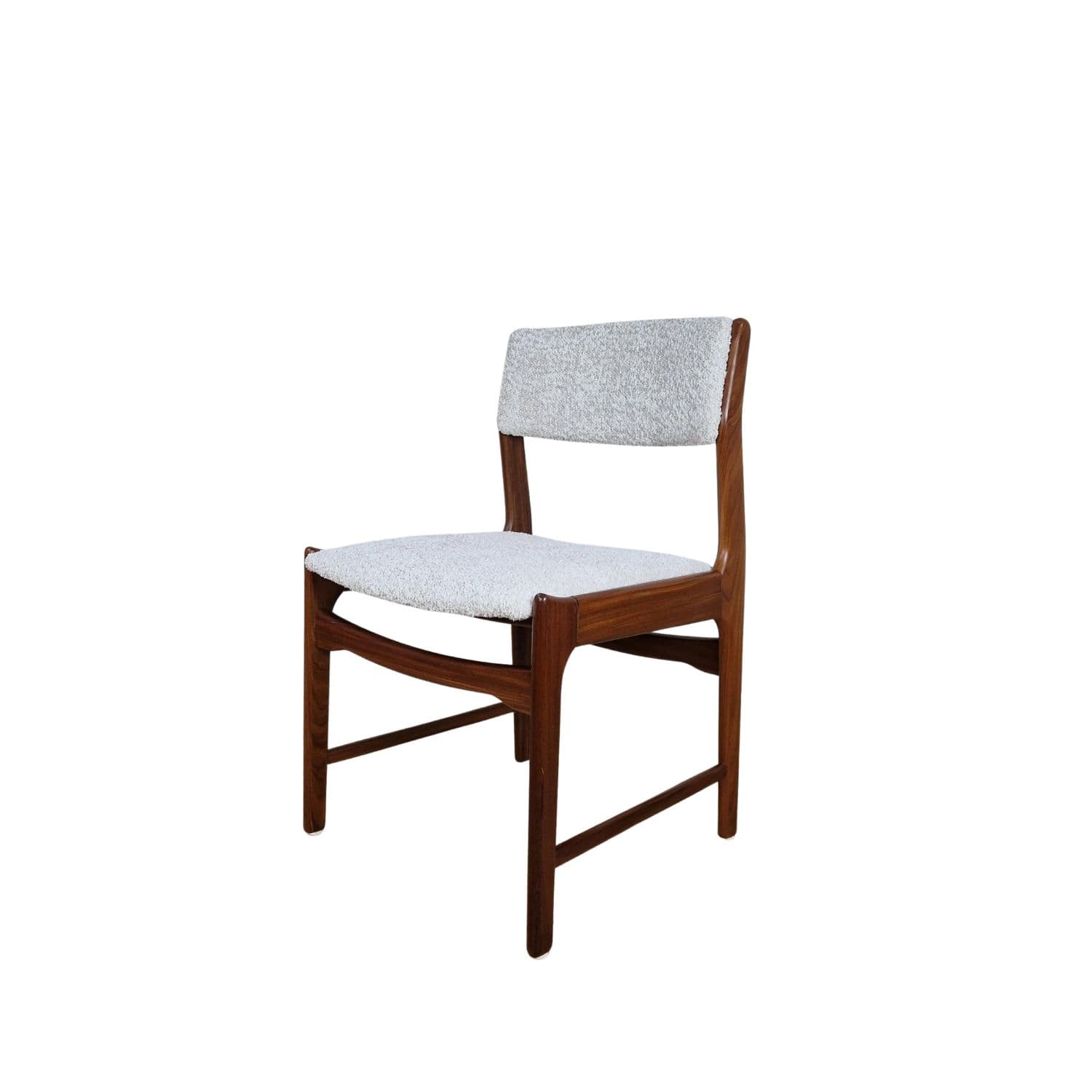 Krzesło, teak brązowy jasny, boucle kremowy, Dania, lata 60.