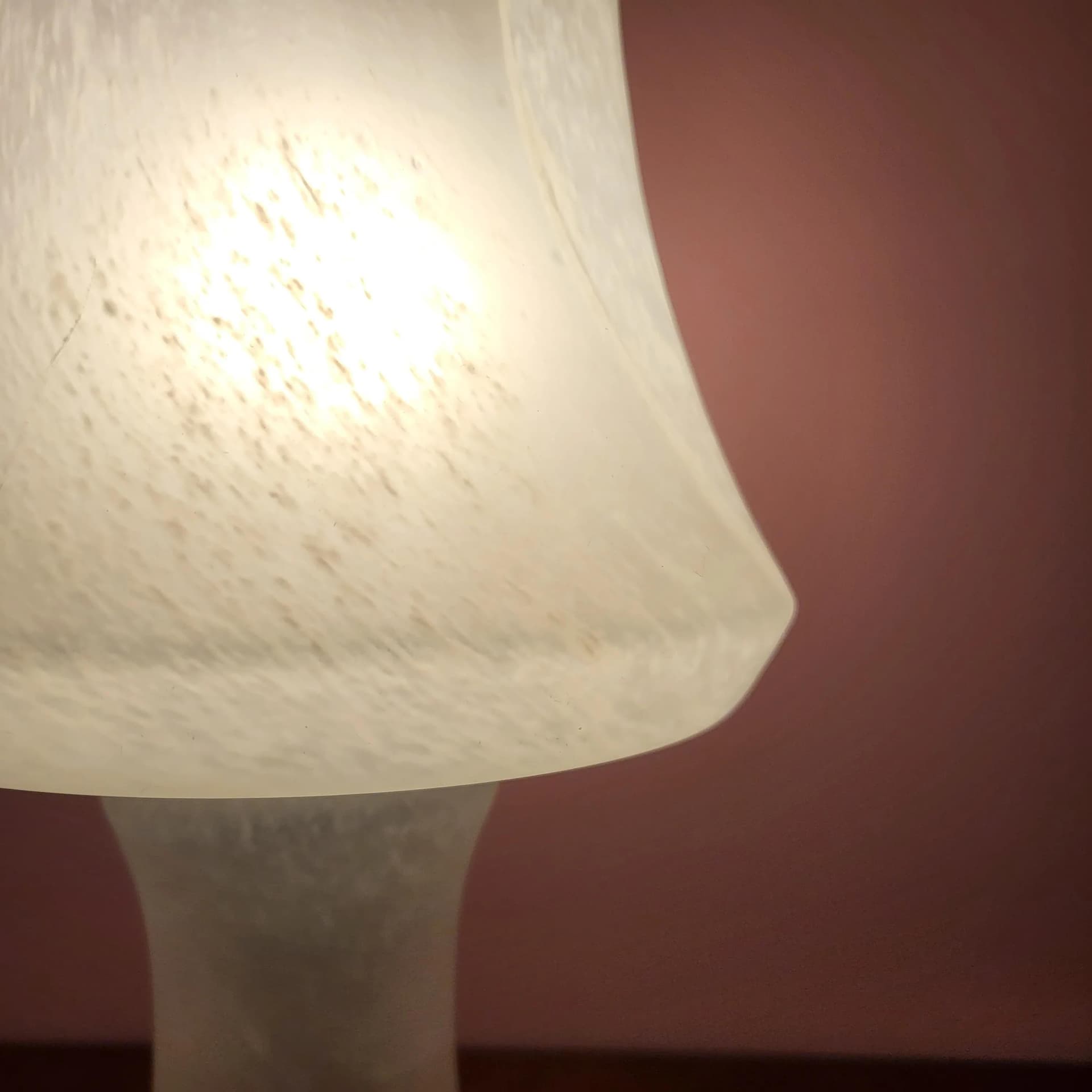 Lampy stołowe grzybki, biały, szkło, Szwecja, lata 70. - 68665