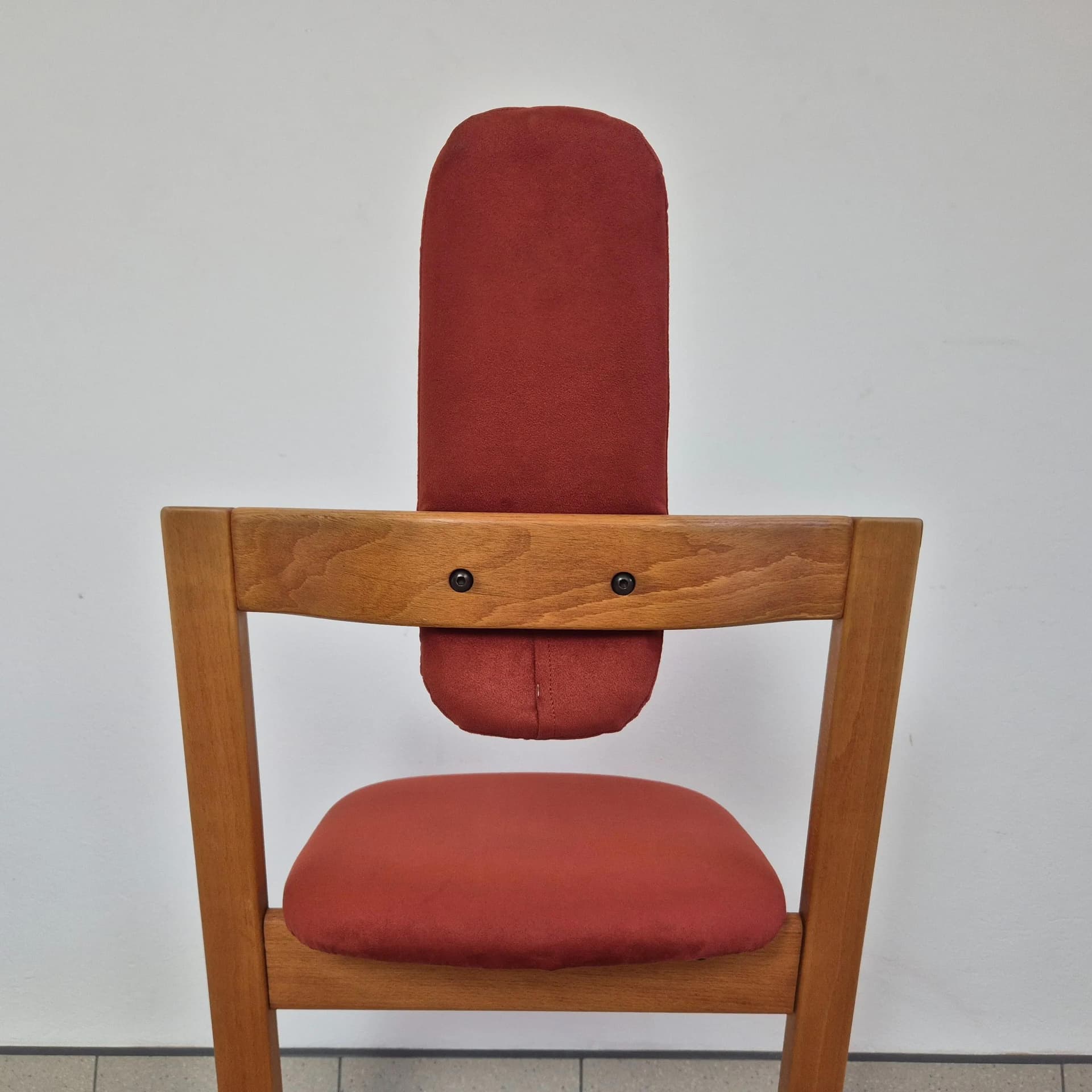 Krzesło balansujące Pendulum, drewno jasne, tkanina pomarańczowa, proj. P. Opsvik, Stokke, Norwegia, lata 80. - 68629