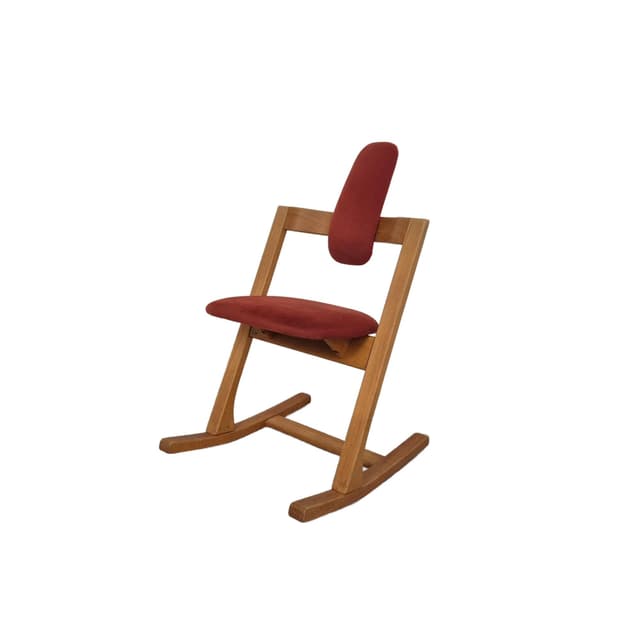 Krzesło balansujące Pendulum, drewno jasne, tkanina pomarańczowa, proj. P. Opsvik, Stokke, Norwegia, lata 80. - WYMIARY