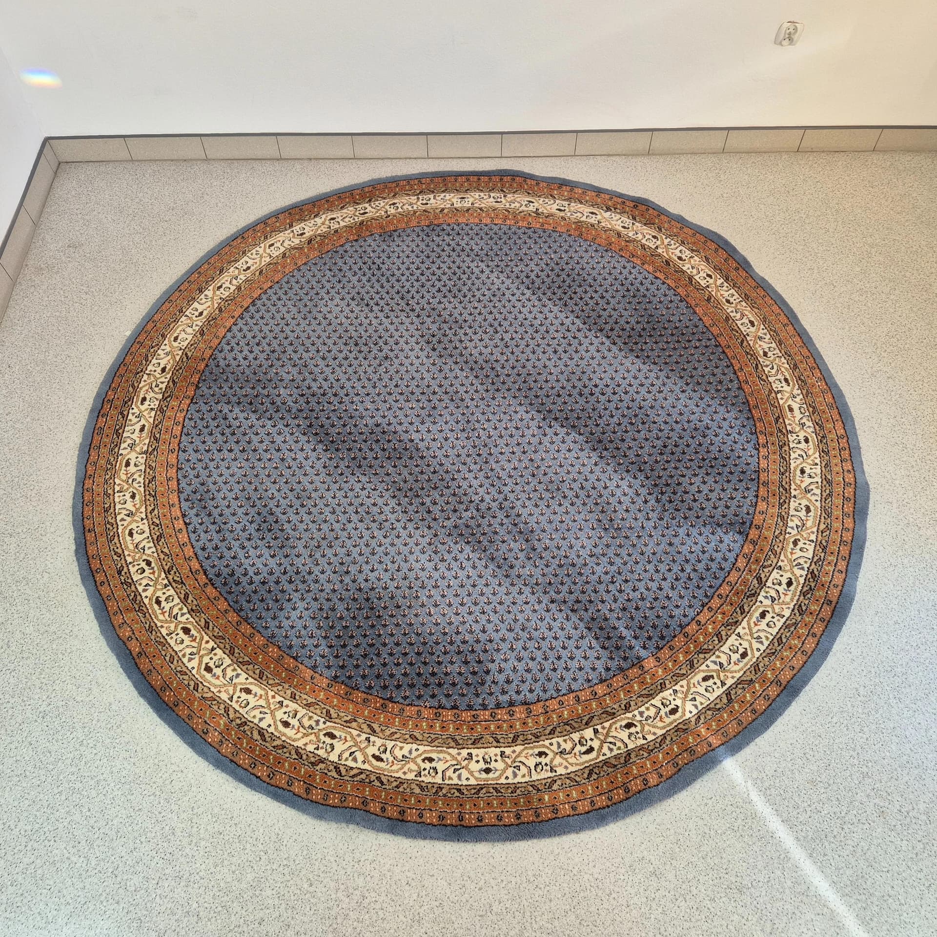 Dywan okrągły, navy blue, wełna kaszmirowa, Iran, lata 60. - 68614