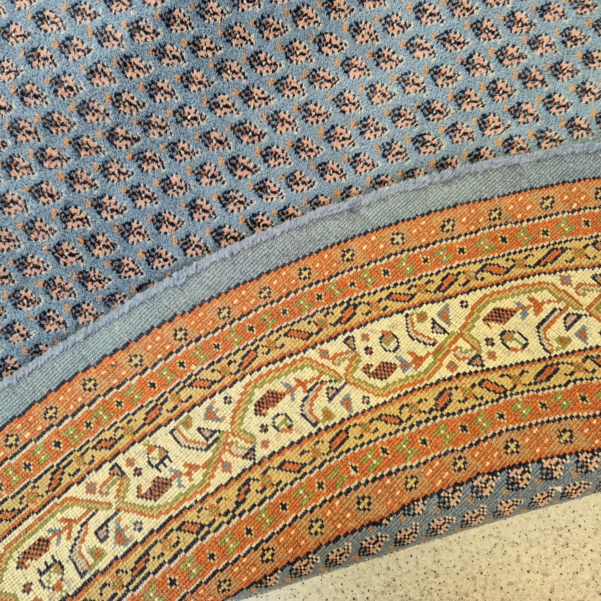 Dywan okrągły, navy blue, wełna kaszmirowa, Iran, lata 60. - 68618