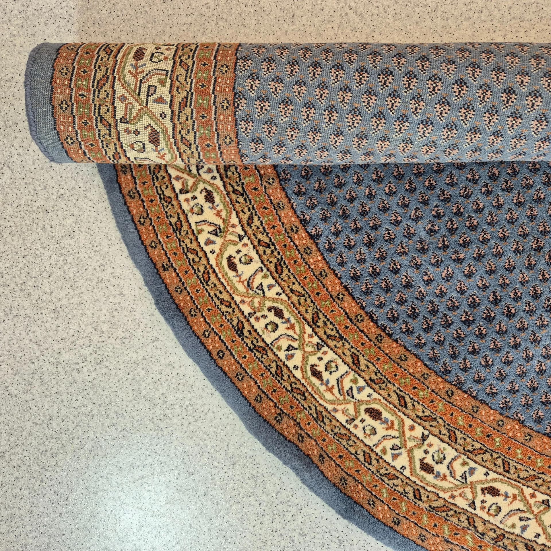 Dywan okrągły, navy blue, wełna kaszmirowa, Iran, lata 60. - 68620