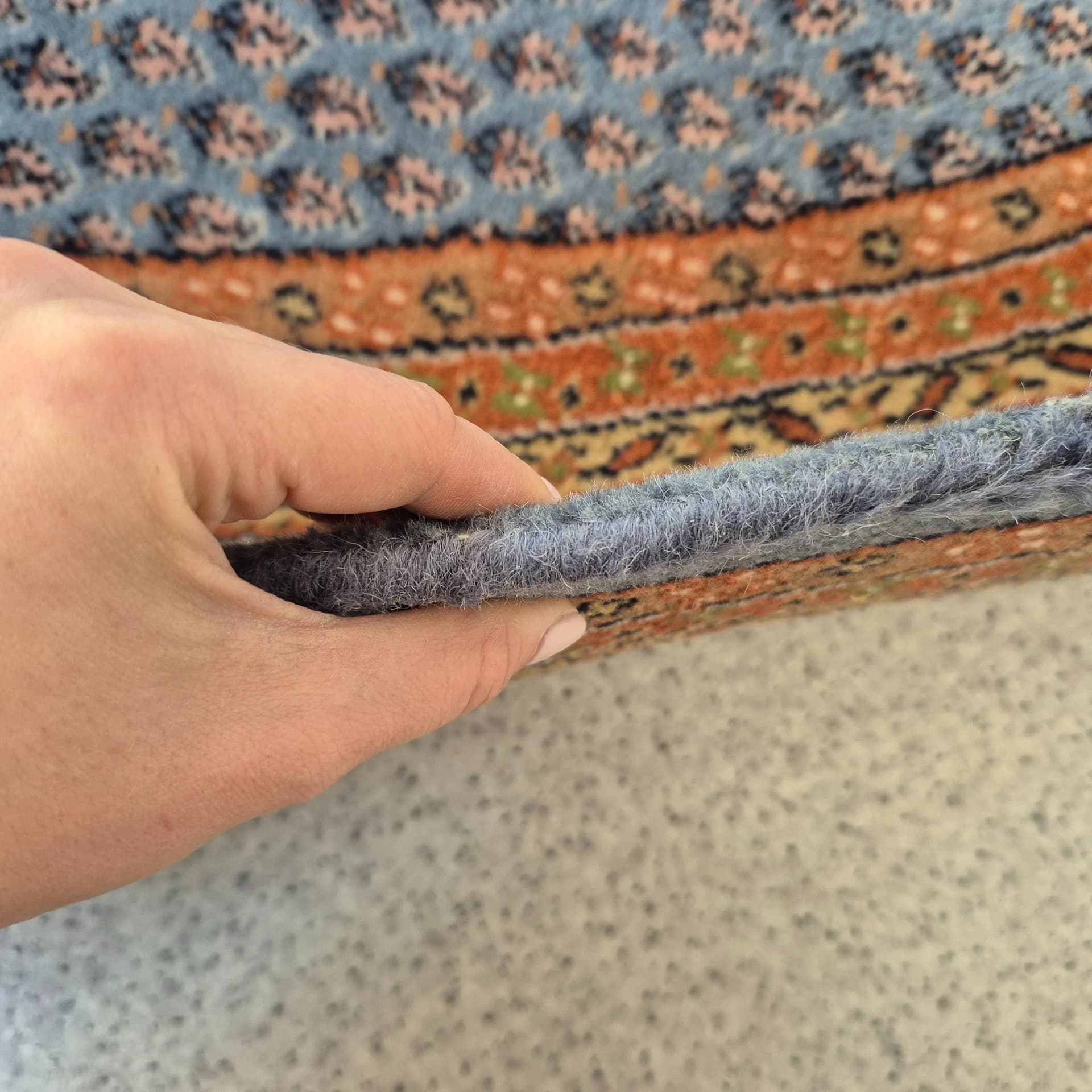 Dywan okrągły, navy blue, wełna kaszmirowa, Iran, lata 60. - 68615