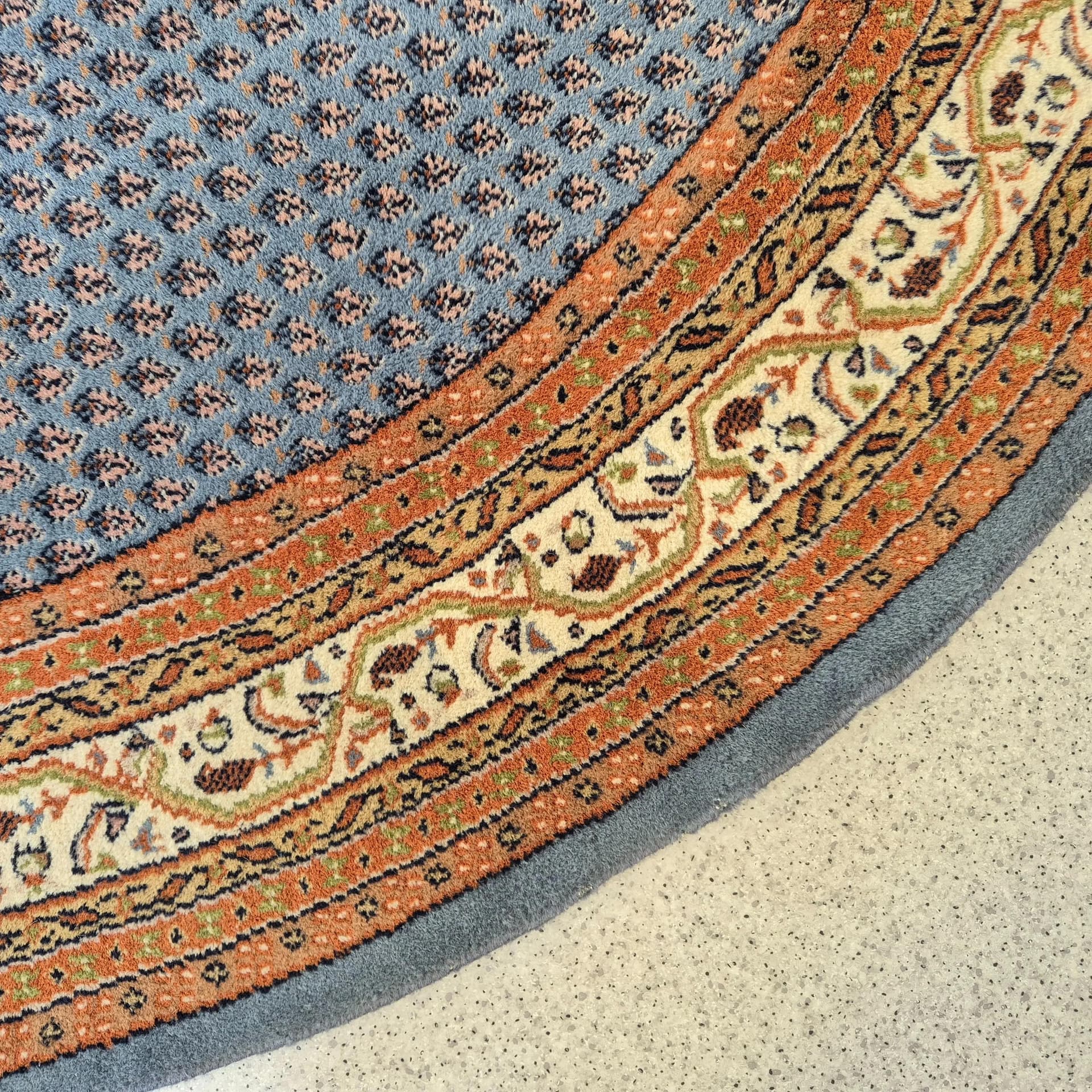 Dywan okrągły, navy blue, wełna kaszmirowa, Iran, lata 60. - 68613