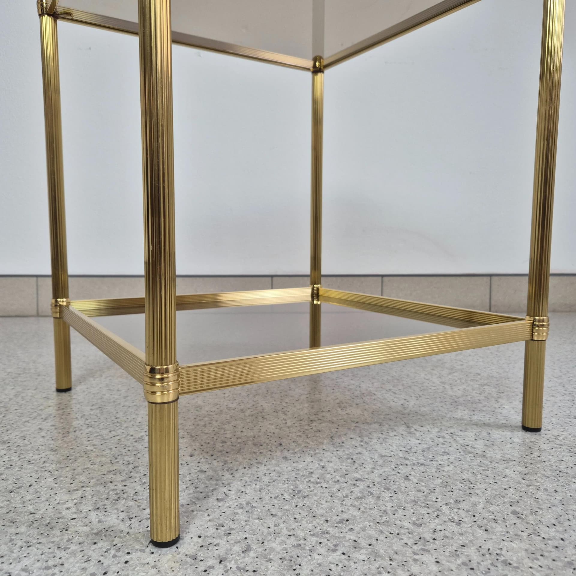 Stolik Hollywood Regency, szkło transparentne, metal złoty, lata 70. - 68775