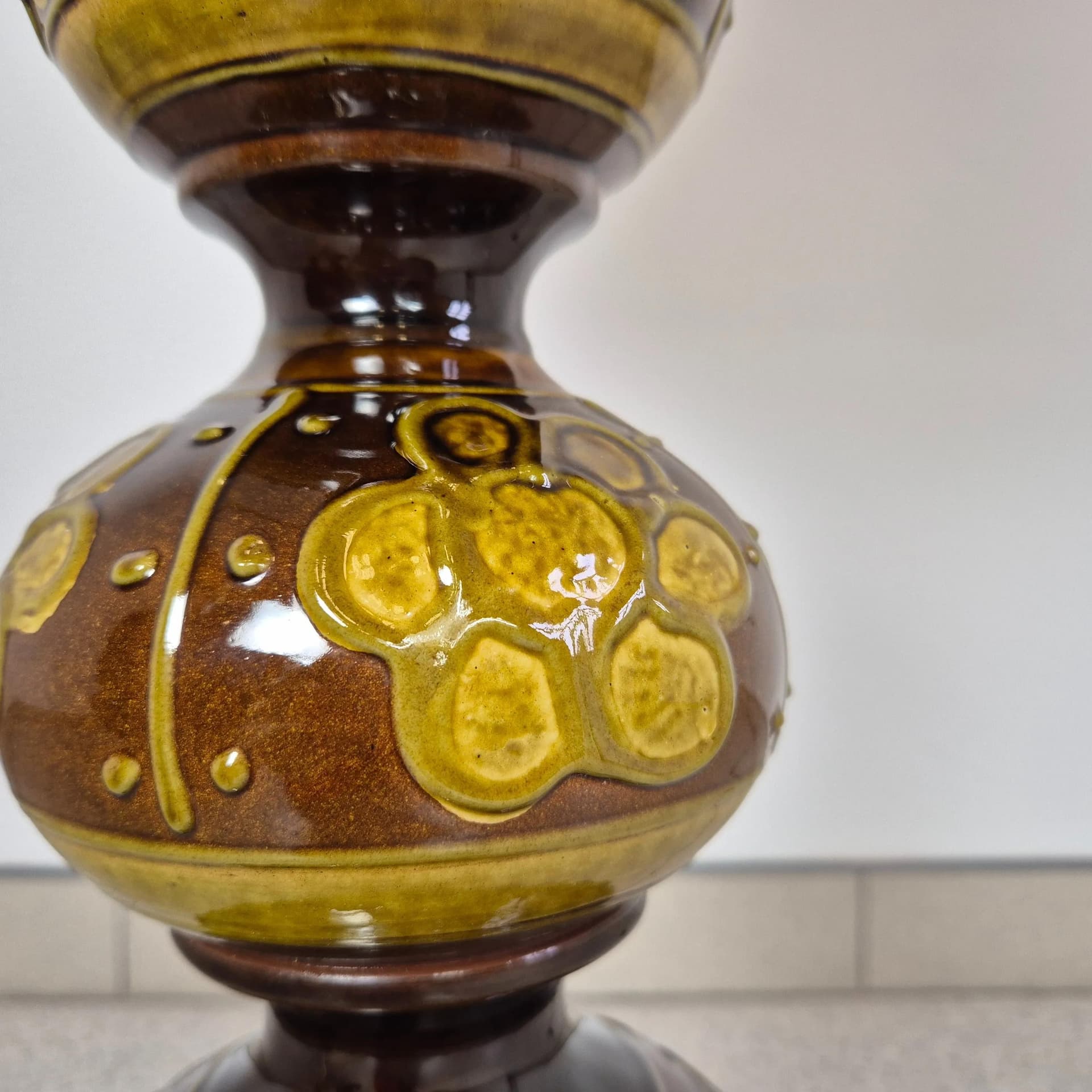 Floor lamp, brown ceramic, Kaiser Leuchten, Germany, 1960s. - 69552