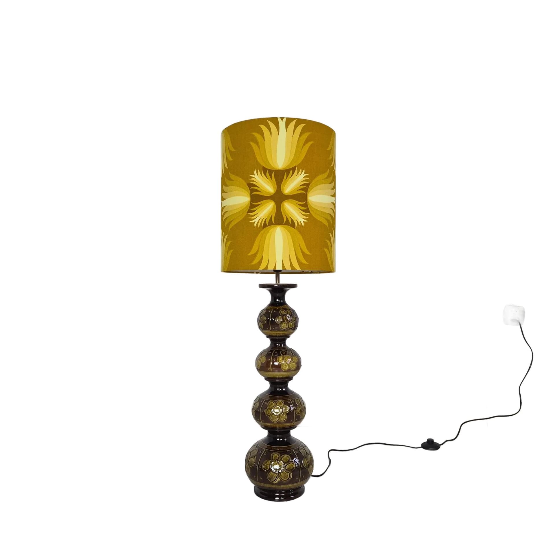 Floor lamp, brown ceramic, Kaiser Leuchten, Germany, 1960s.