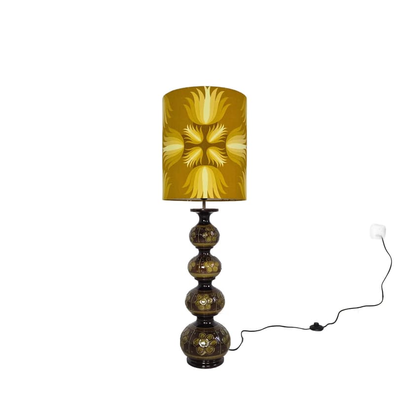 Lampa podłogowa, ceramika brązowa, Kaiser Leuchten, Niemcy, lata 60.