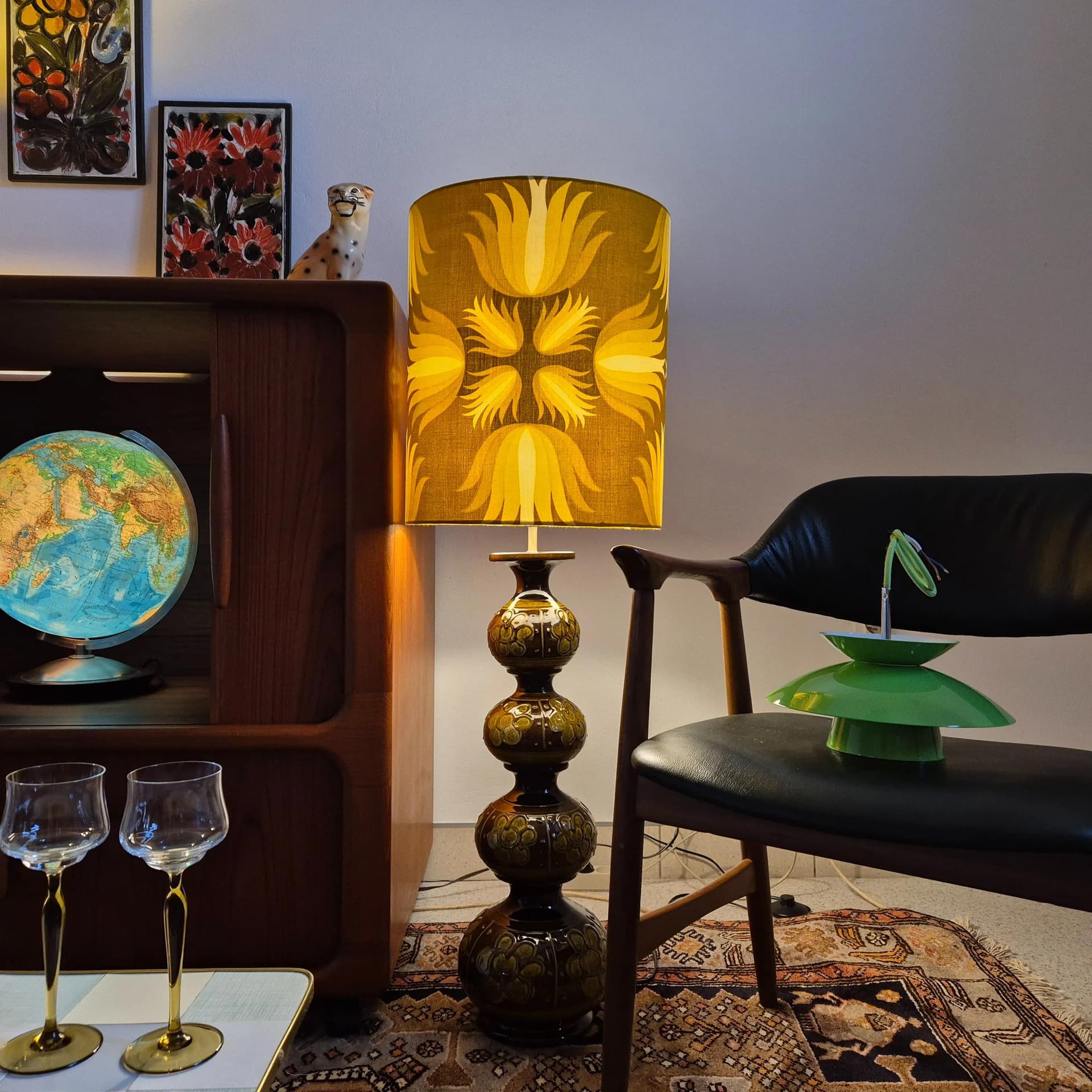 Floor lamp, brown ceramic, Kaiser Leuchten, Germany, 1960s. - 69549