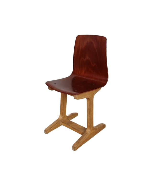 Children’s chair, brown plywood, by A. Stegner, Germany, 1950s. - DIMENSION