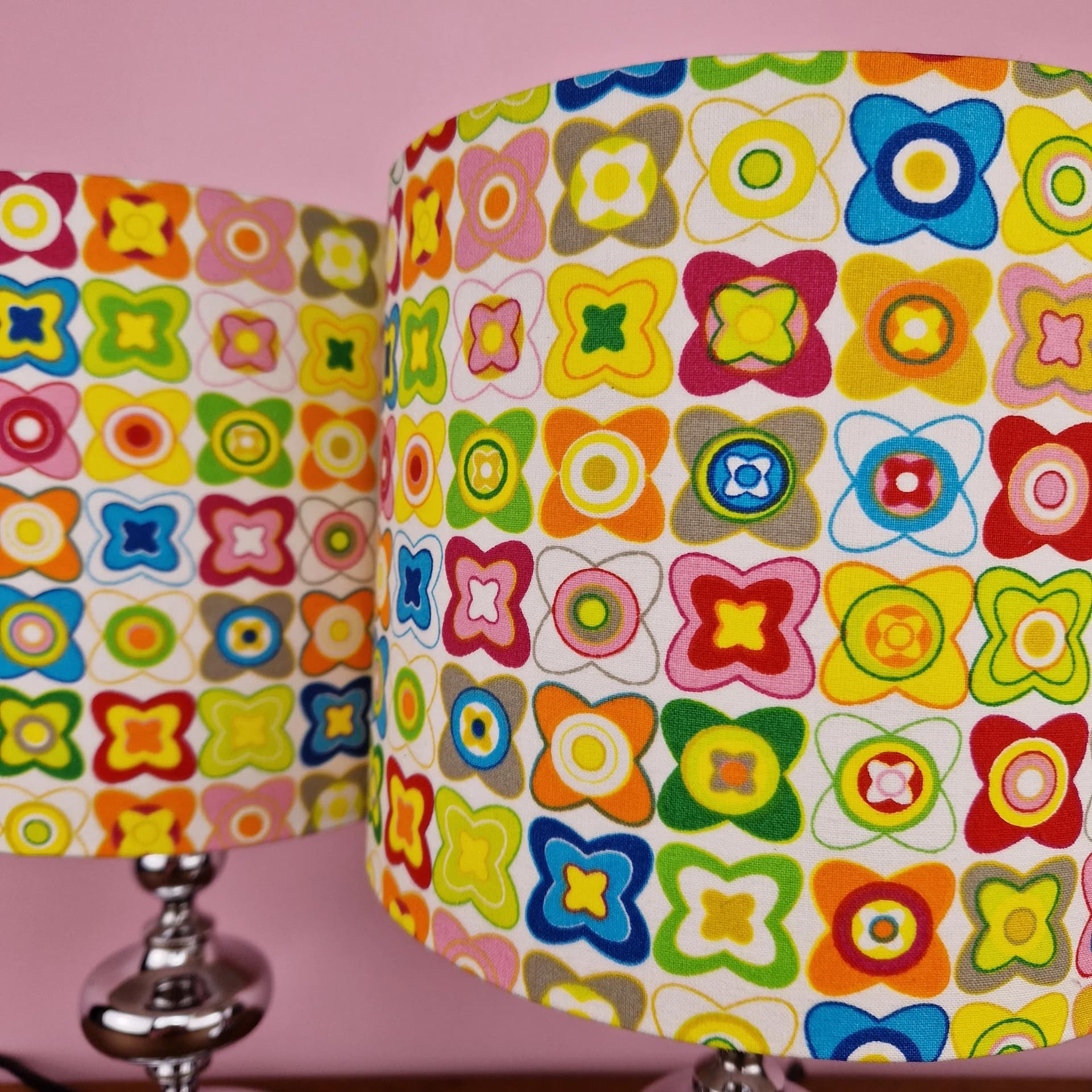 Pair of table lamps, chrome, multicolor, Kaiser Essen, Germany, 1960s. - 69472