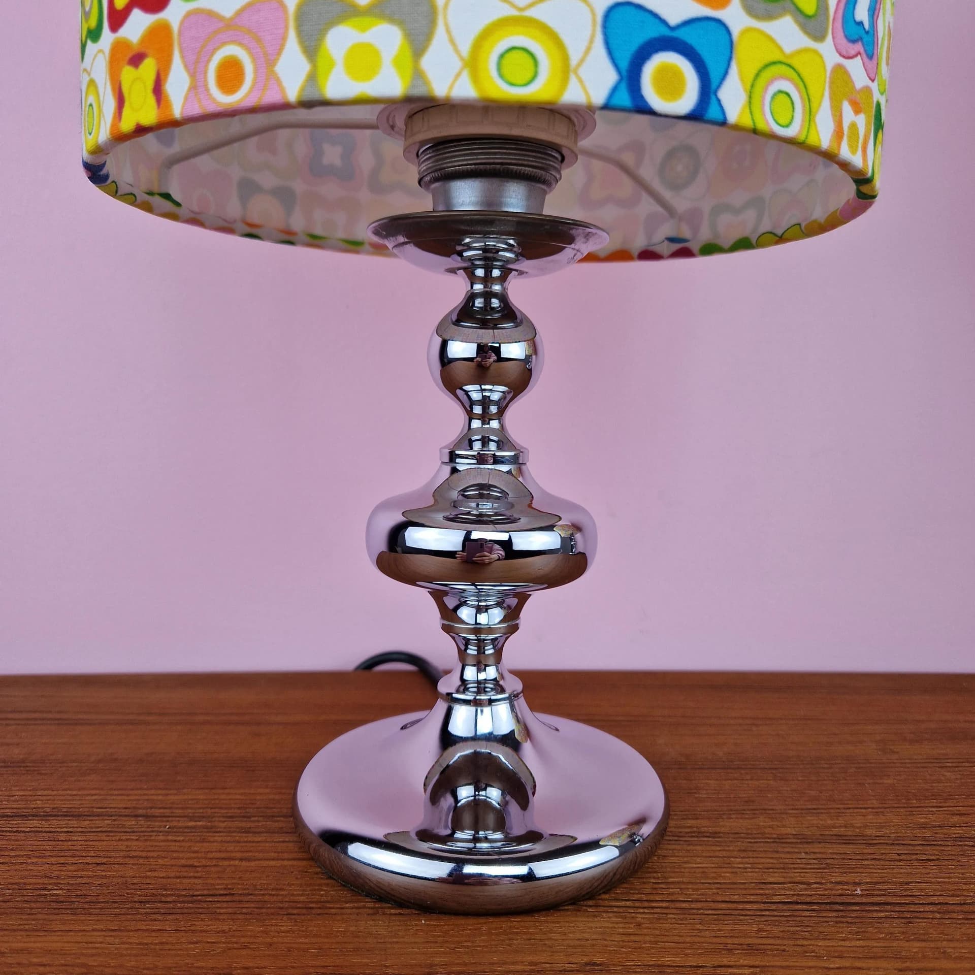 Pair of table lamps, chrome, multicolor, Kaiser Essen, Germany, 1960s. - 69470