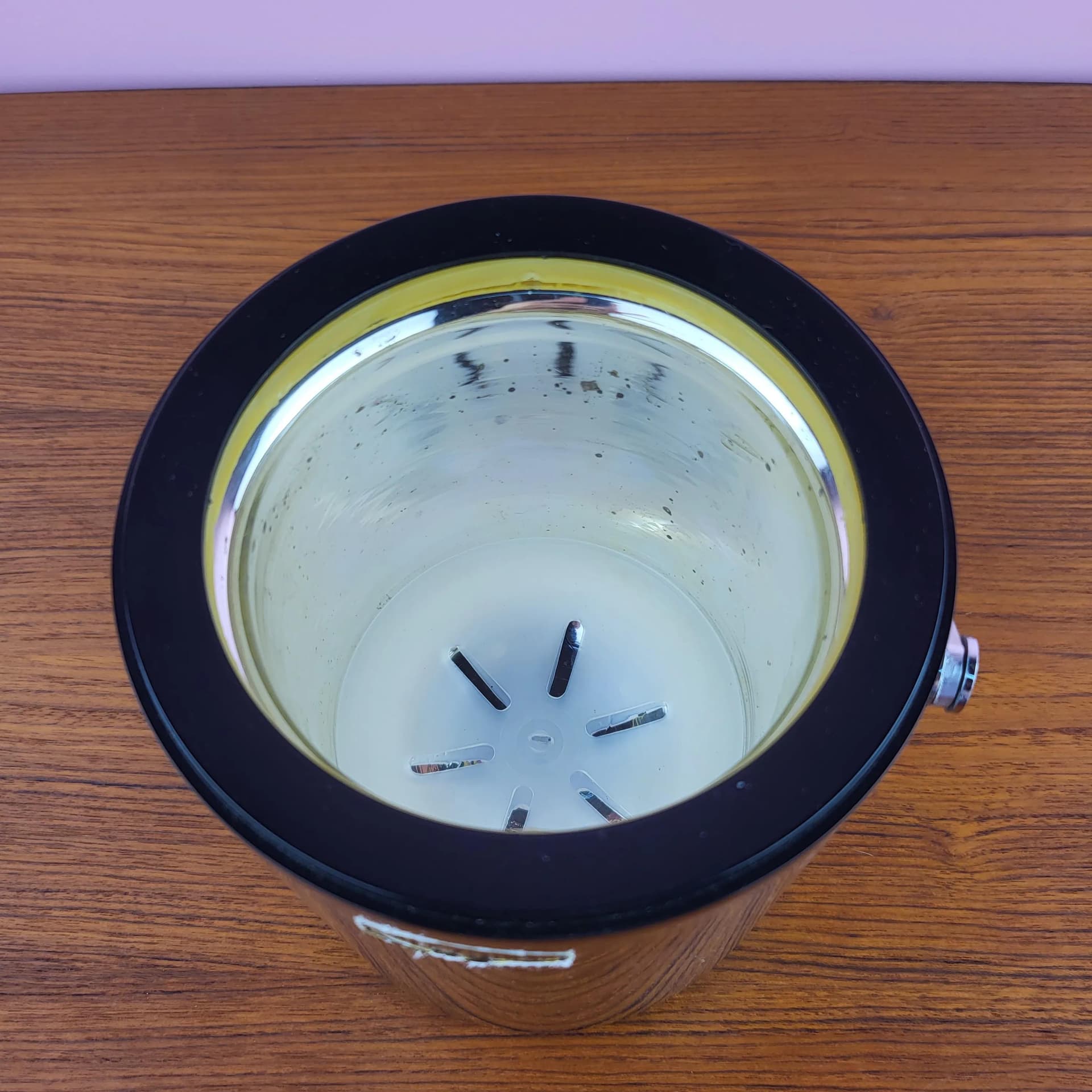 Pojemnik na lód ze szczypcami, chrom srebrny, Freezinhot, Niemcy, lata 70. - 69464