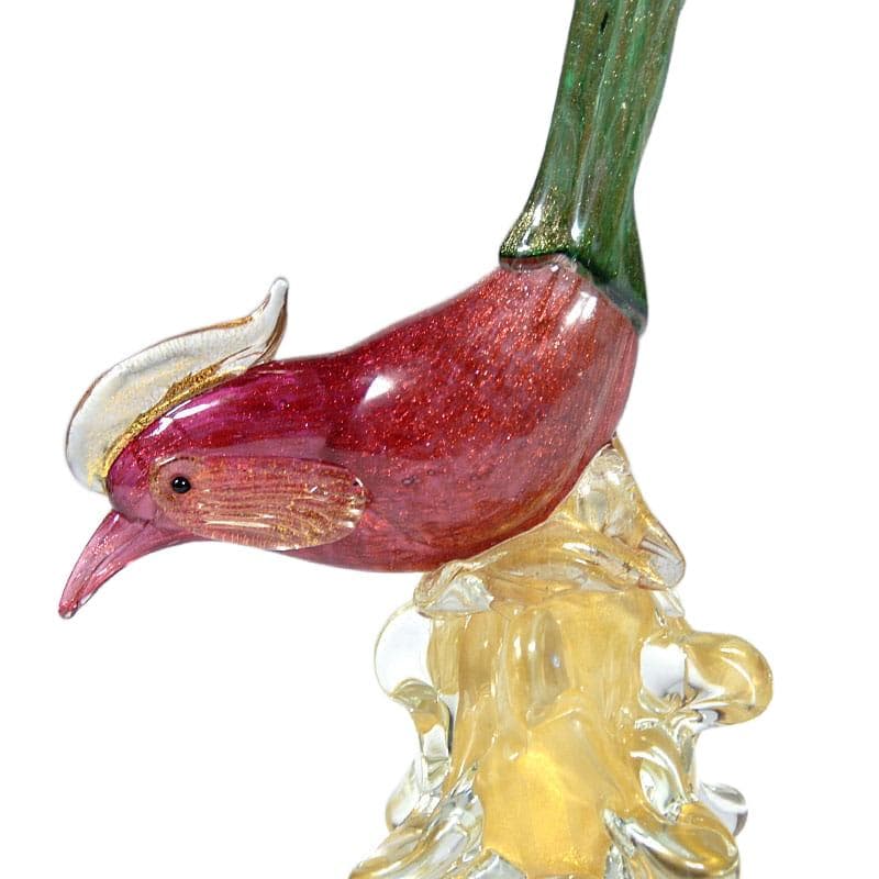 Czerwony szklany ptak z drobinkami złota, Murano, Włochy, lata 60. - 5814