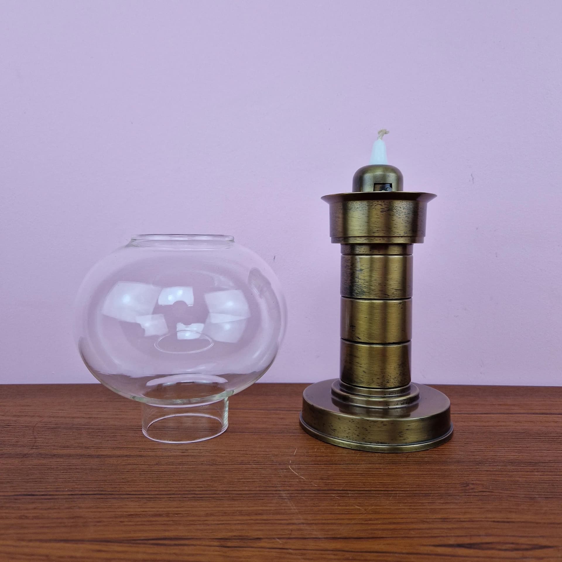 Świecznik Space Age, złoty, metal, Föhl, Niemcy, lata 60. - 69437