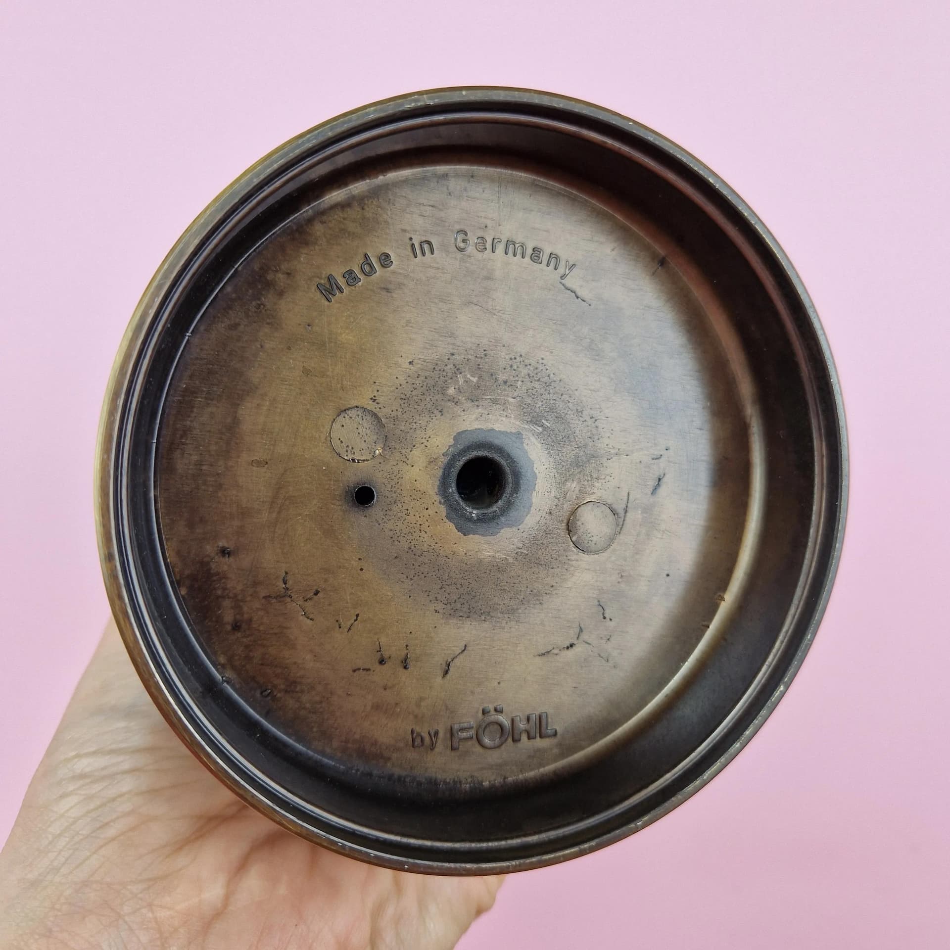 Świecznik Space Age, złoty, metal, Föhl, Niemcy, lata 60. - 69436