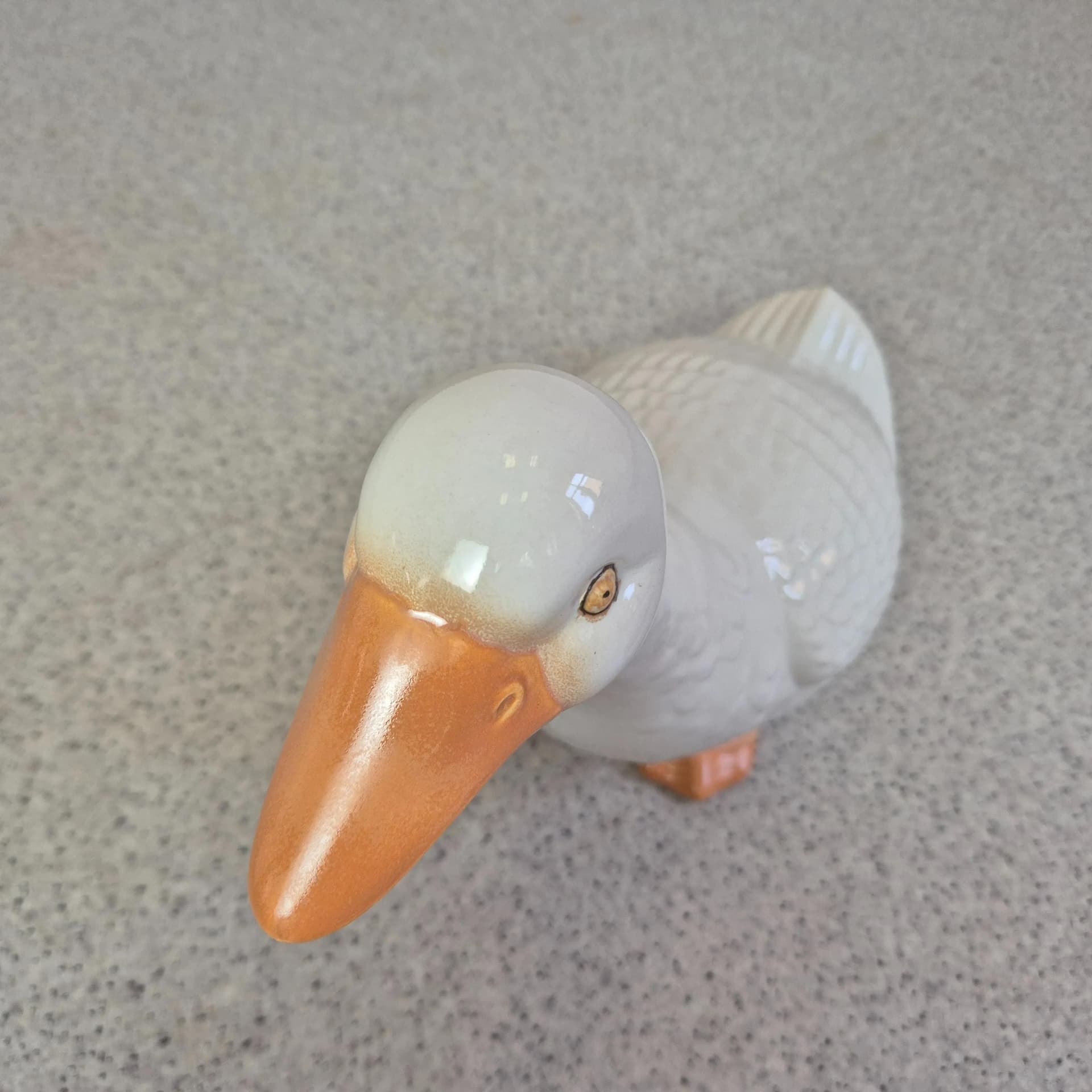 Para figurek gęsi, ceramika ivory white, Niemcy, lata 70. - 69394