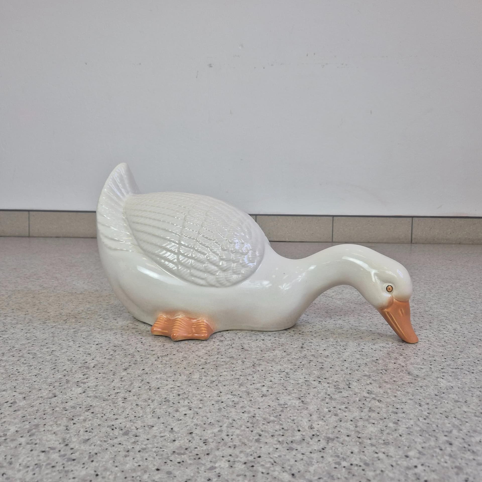 Para figurek gęsi, ceramika ivory white, Niemcy, lata 70. - 69395