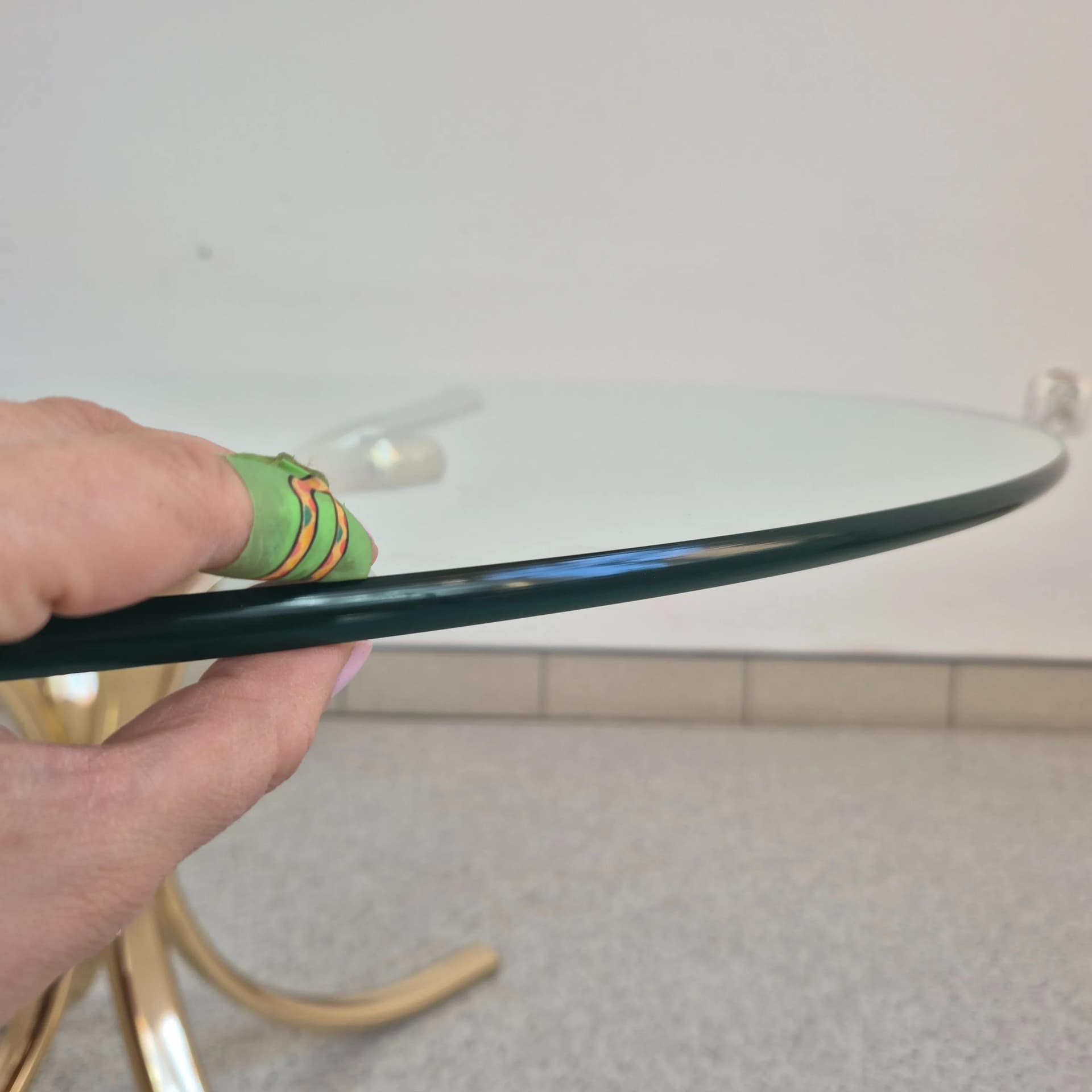 Coffee table Hollywood Regency, transparent glass, golden brass, Germany, 1980s. - 69333