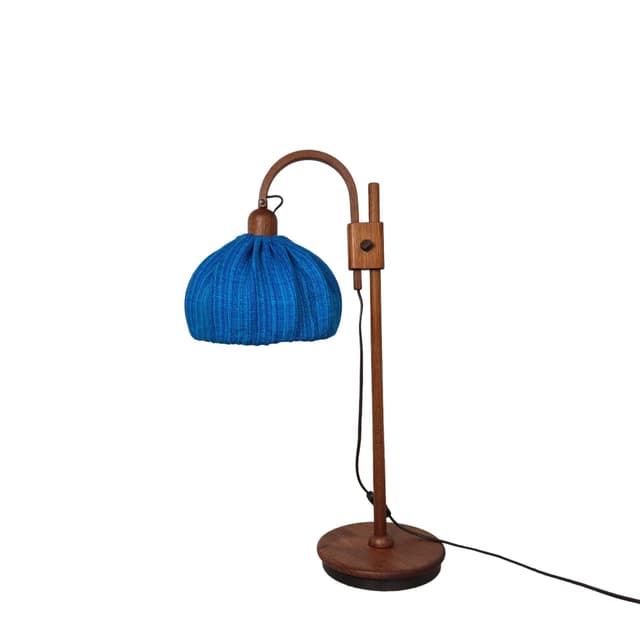 Lampa biurkowa, teak niebieski, Domus, Niemcy, lata 70. - WYMIARY