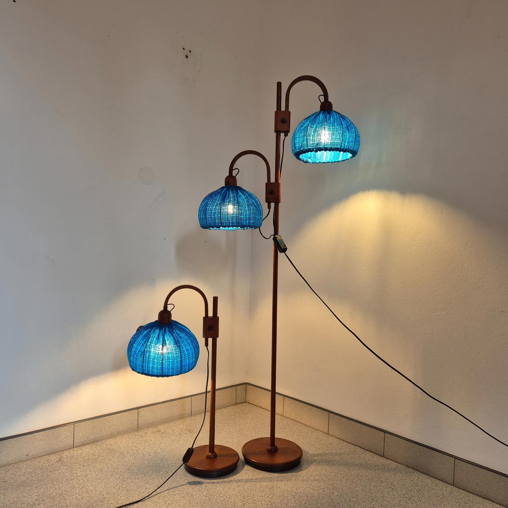 Lampa biurkowa, teak niebieski, Domus, Niemcy, lata 70. - 69228